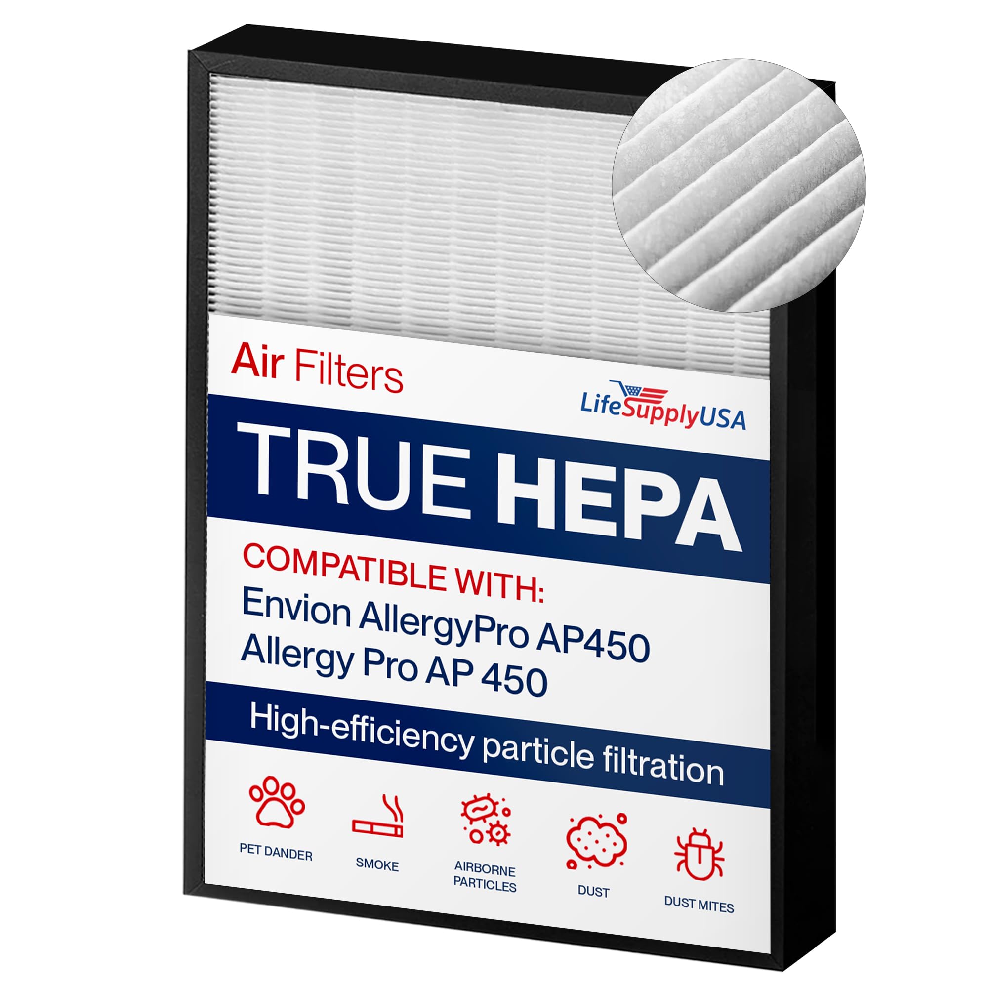 AP450 True HEPA Filter Replacement Compatible with Envion AllergyPro AP450 Allergy Pro AP 450 Air Purifiers by LifeSupplyUSA
