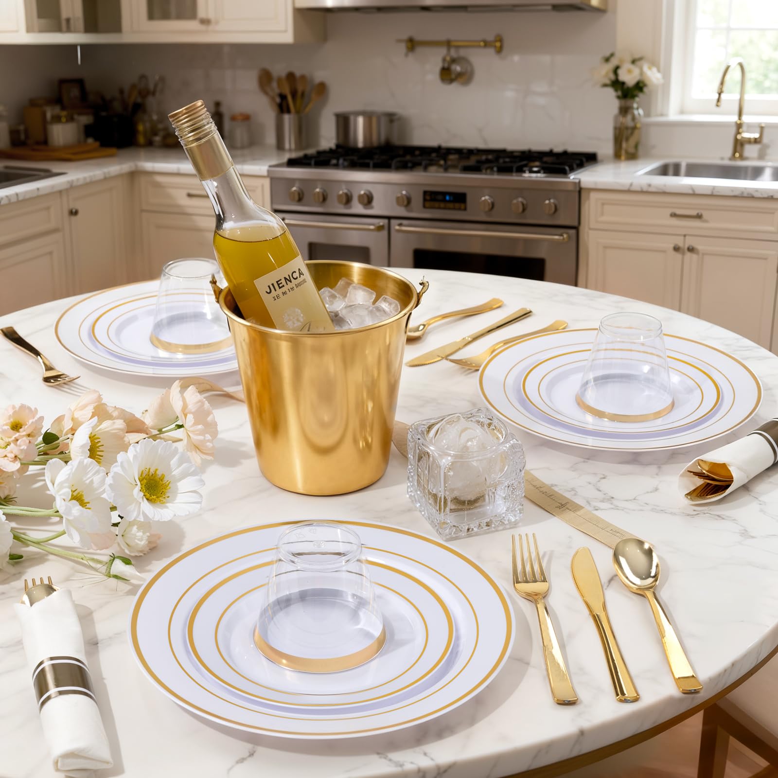 Gold Disposable Plates - Party & Wedding Dinnerware -3 Gold Disposable Plates - Party & Wedding Dinnerware -3