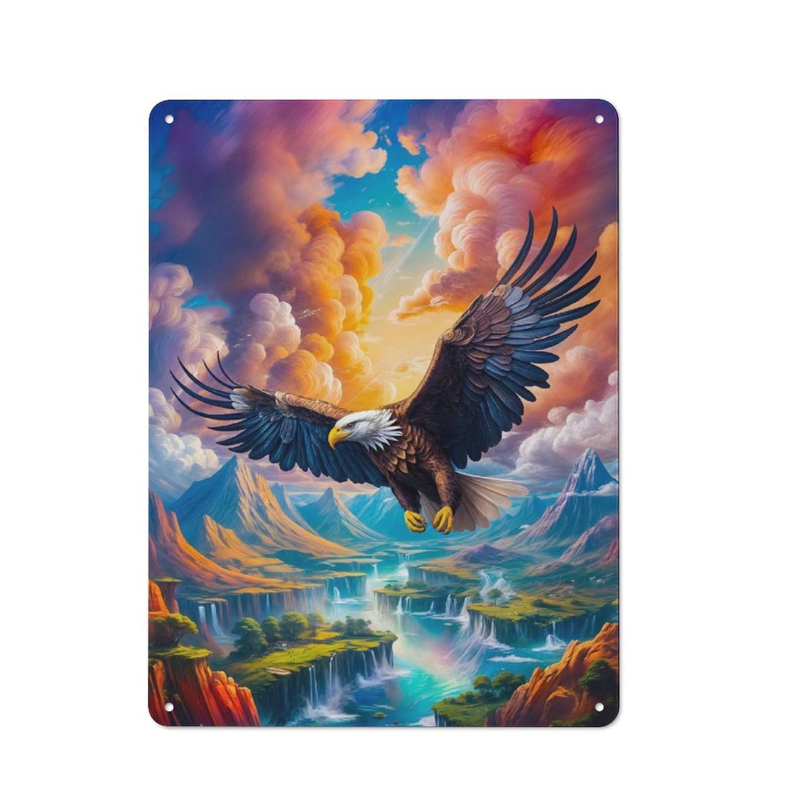 Junmoney Majestic Eagle Flight For Kitchen Or Home Bar, Retro-Style Metal Sign 40X30cm, For Cooler-Month Interiors With Retro Character