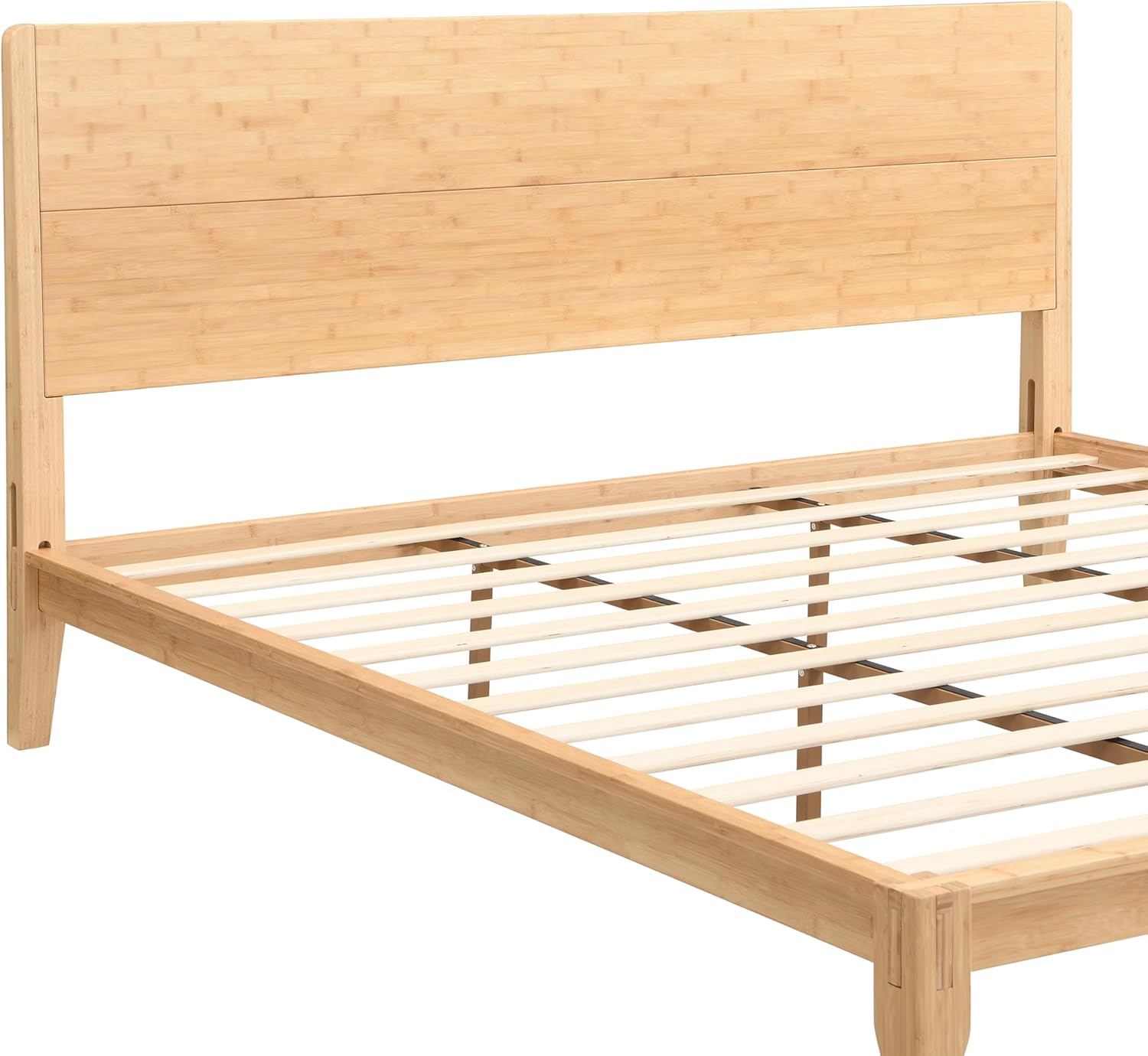 GDFStudio Mid-Century Modern King Size Platform Bed Frame, 12 Inch, Solid Bamboo Wood, Eco-Friendly Design with Wood Slat Support, No Box Spring Needed, Easy Assembly, Natural Finish