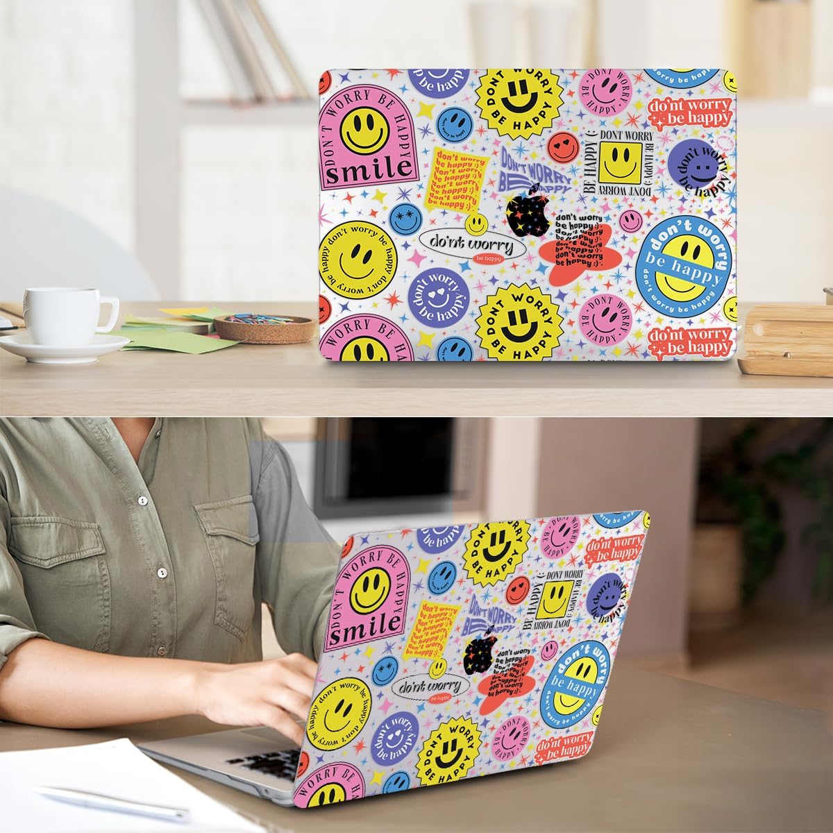 Compatible with MacBook Pro 13 inch Case M2 2023 2022 2021-2016 A2338 M1 A2251 A2289 A2159 A1989 A1706, Plastic Hard Shell Case&Keyboard Cover&Screen Protector&Webcam Cover, Smile