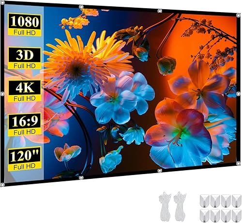 Pantalla de proyector portátil para exteriores de 120 pulgadas Pantalla de cine en casa plegable antiarrugas para interiores con 4K HD