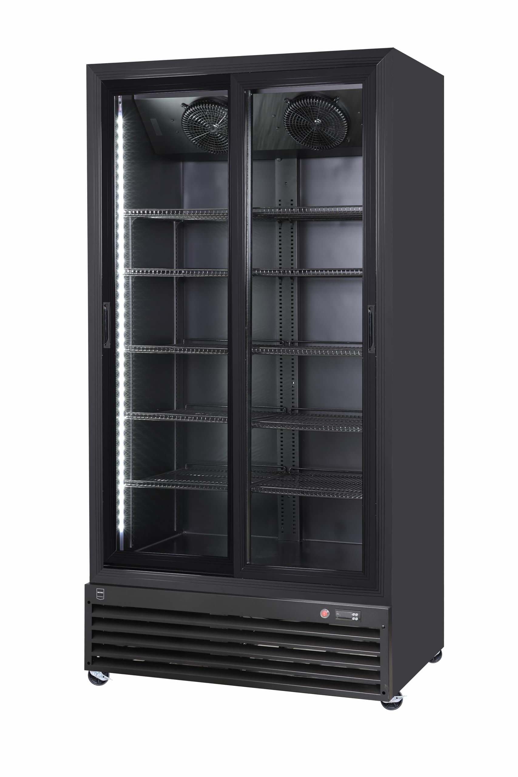 METRO Professional Réfrigérateur à Boissons GSC3800B, Noir, 700 L, 2 Portes Coulissantes en Verre, LED, 100 x 68.3 x 202.3 cm