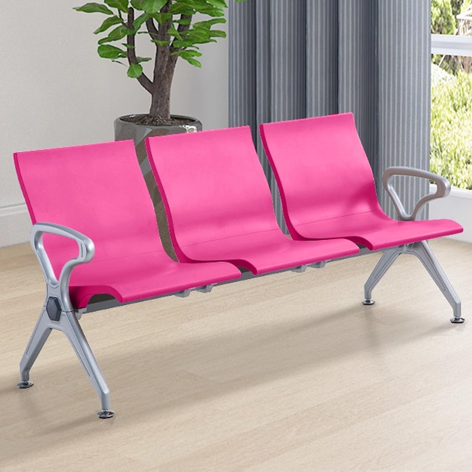 SaryEdge Comfortable PU Chair with Arms, Stylish Airport Reception Seating, Office Guest Chairs & Lobby Bench for Banks and Businesses,
