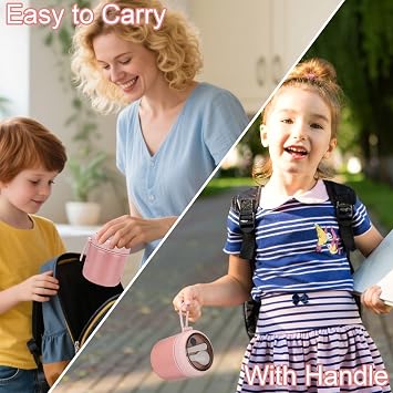 Juome 16oz Kids Thermo for Hot Food - Insulated Vacuum Food Jar Container, Wide Mouth Stainless Steel Soup Thermo Lunch Box for Kids with Spoon, Leakproof (Pink)