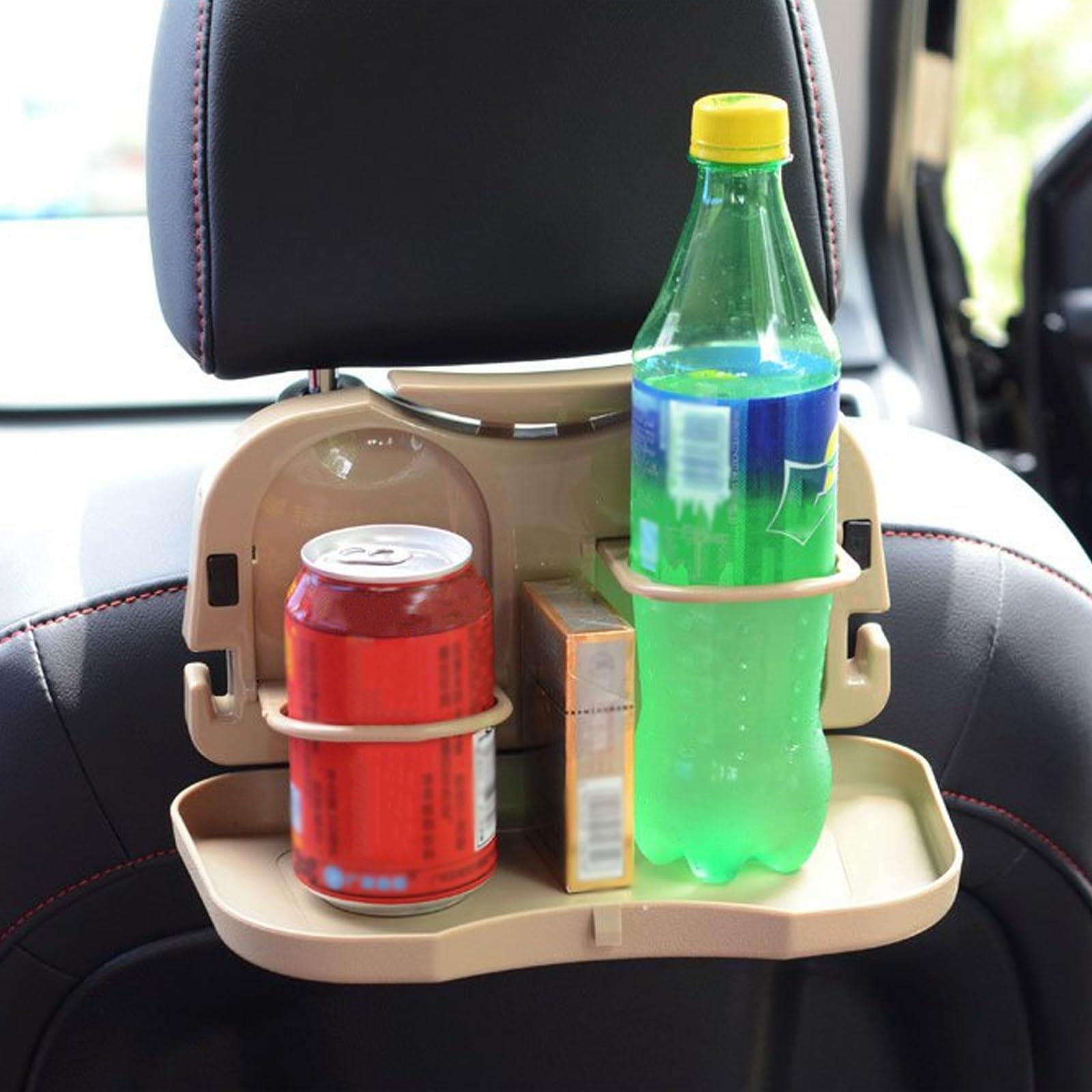 Bandeja portátil para asiento de coche con soporte para bebidas, mesa plegable para reposacabezas de asiento trasero para comer, mesa de viaje multifunción para niños y adultos, estable y conveniente