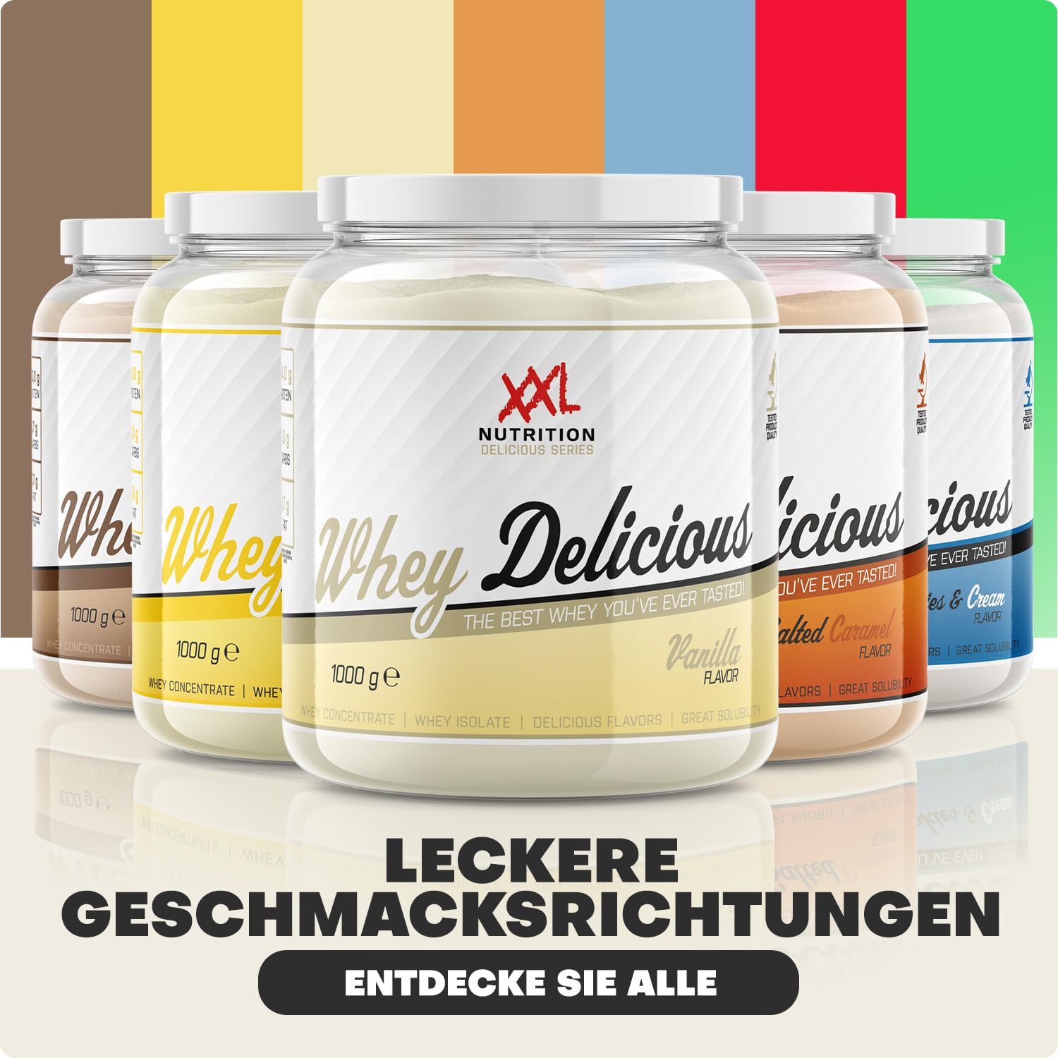 XXL Nutrition - Whey Delicious Protein Pulver - Leckerste Shake - Eiweiss Pulver, Whey Protein Isolat & Konzentrat - Hohe Qualität - 78,5% Proteingehalt - Schokolade - 450 Gramm