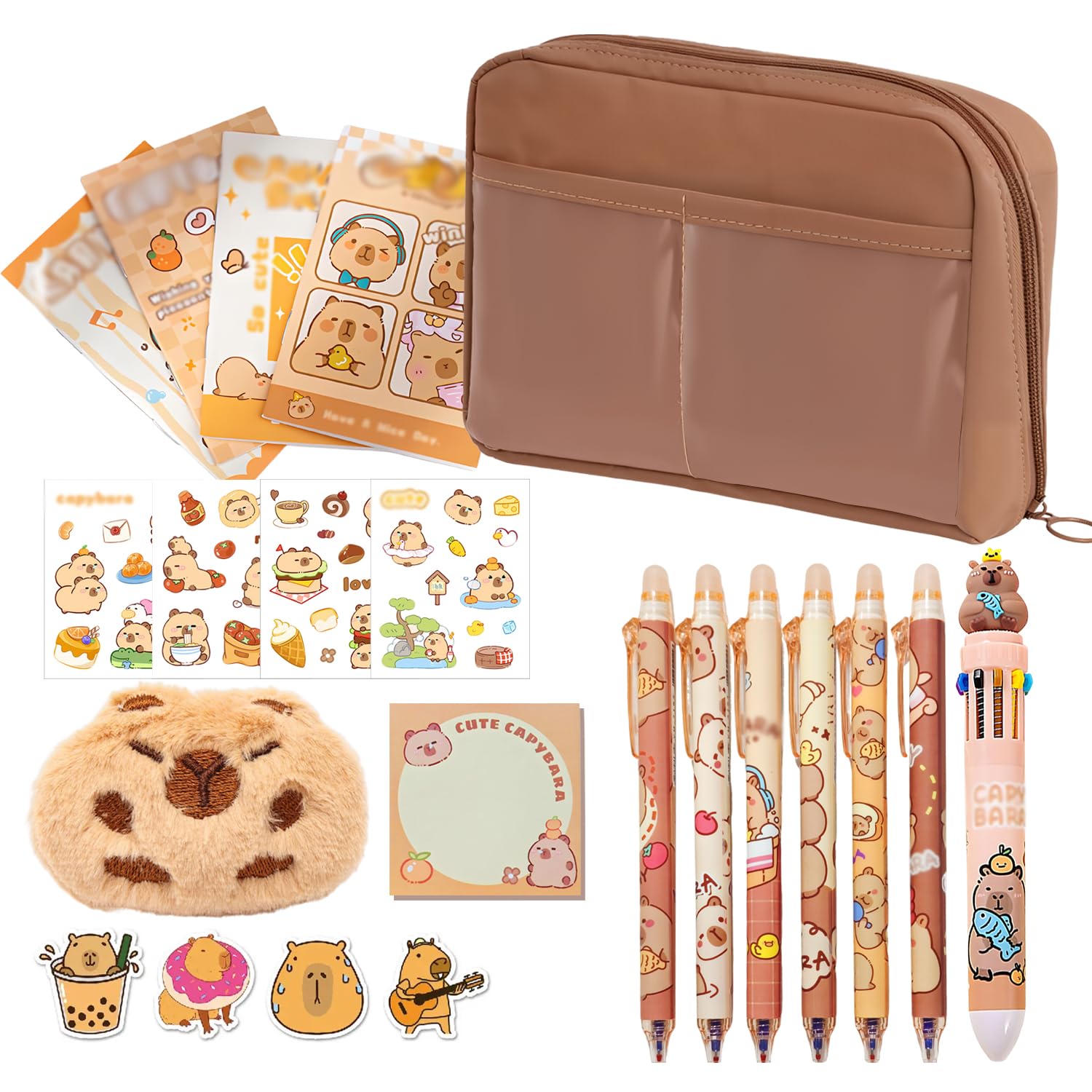 Astuccio Capibara Cancelleria Capacità Extra Large Contiene Cose per la Scuola e Capibara Gadget Set Regalo di Cancelleria Multifunzionale per Studenti e Adulti che Lavorano