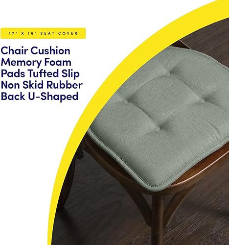 Miniatura 288 de Sweet Home Collection Cojines de espuma viscoelástica para silla, goma antideslizante y parte trasera de goma antideslizante en forma de U de 17 x