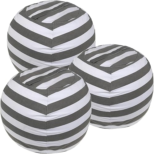 Paquete de 3 pufs de almacenamiento de animales de peluche para habitación de los niños de 23 pulgadas, fundas vacías para sillas, solo