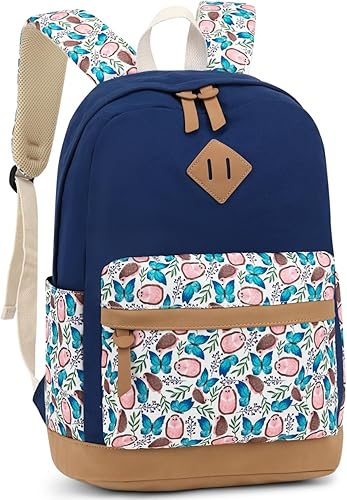 Leaper Linda mochila para la escuela, portátil, mochila de viaje de lona para mujeres y niños, mochila universitaria Kawaii, Erizo azul oscuro,
