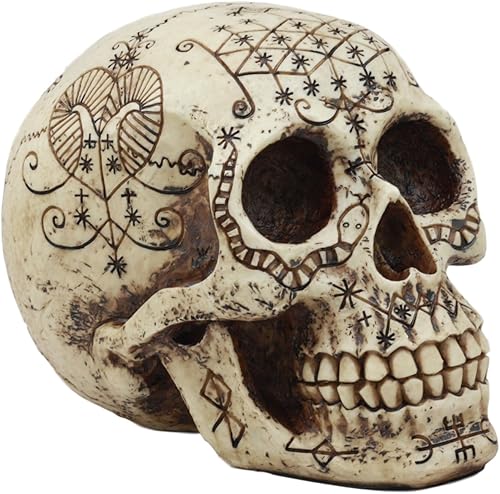 Miniatura 3 de Ebros Erzulie Freda Veve Haitiano Antiguo Vudú Hechizos de Amor Romance Talismán Tatuaje Cráneo Estatua Gótica Cráneo Lwas Voudou Loa del Amor Día