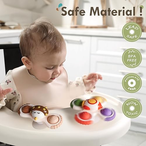 Miniatura 3 de ALASOU 3 juguetes giratorios con ventosa para niños de 1 año Novedad Spinning Tops Calcetines para niños Juguete de baño para bebés de 1 a 3 años