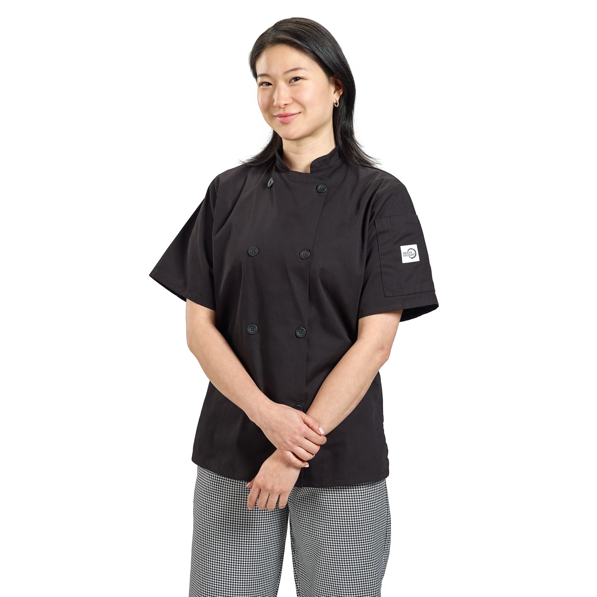 Mercer Culinary Millennia Damen Kochjacke Kurzarm mit traditionellen Knöpfen