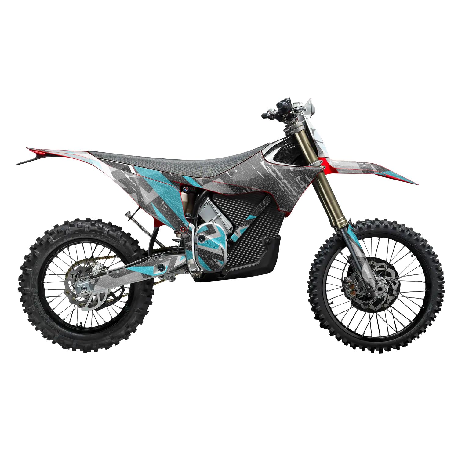 Glossy Glitter Stark Varg MX 2023-2025 Graphics Kit Wrap - Grunge Cyan - Varg MX Skin - Premium 3M Vinyl Protective Wrap Decal Cover - Easy to Apply | Crafted in The USA by MightySkins