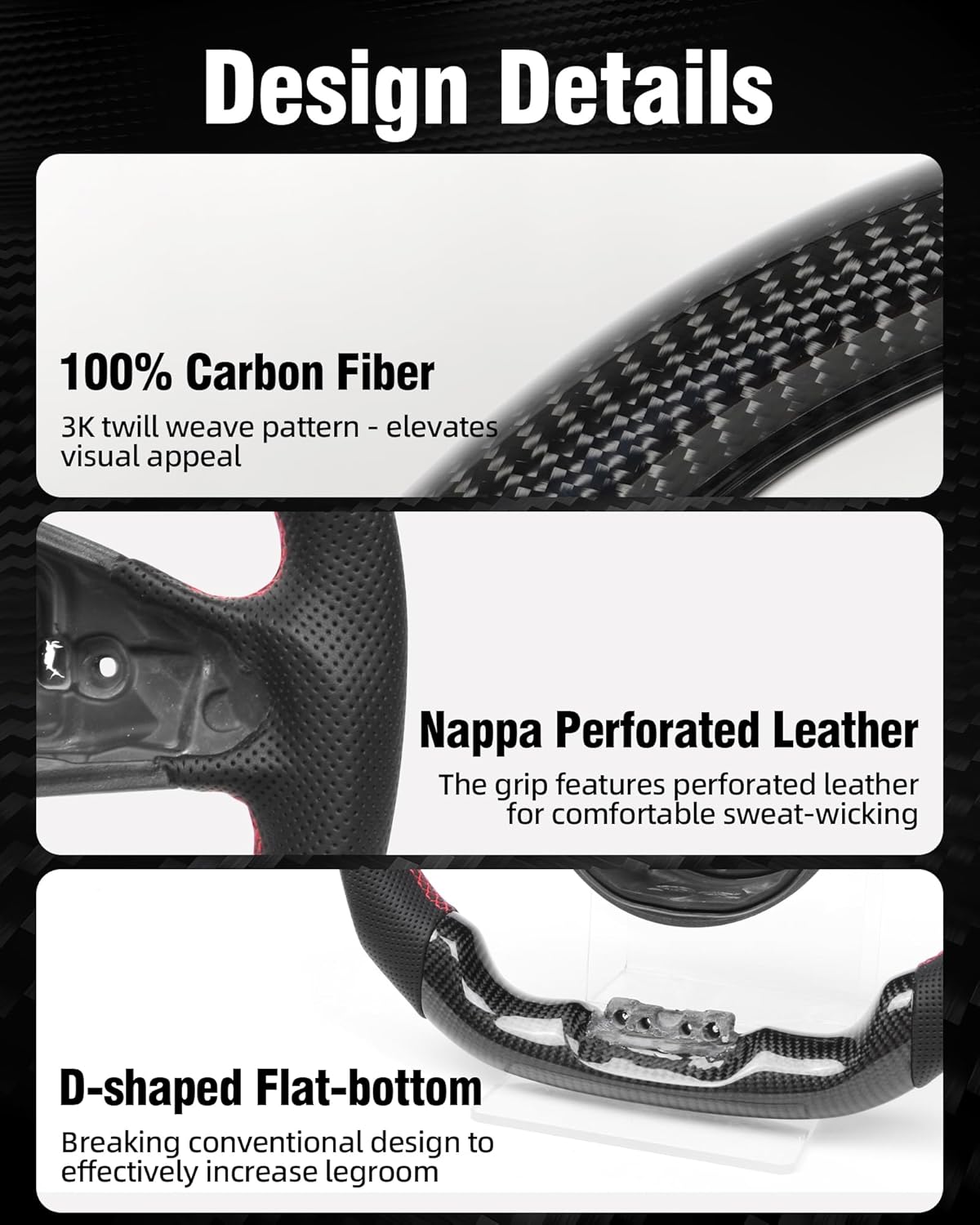 Real Carbon Fiber Steering Wheel for Mercedes Benz A C E Class 15-17 D-Shaped Flat Bottom Steering Wheel for Mercedes Benz GLC GLS CLA (Only fit AMG Model)