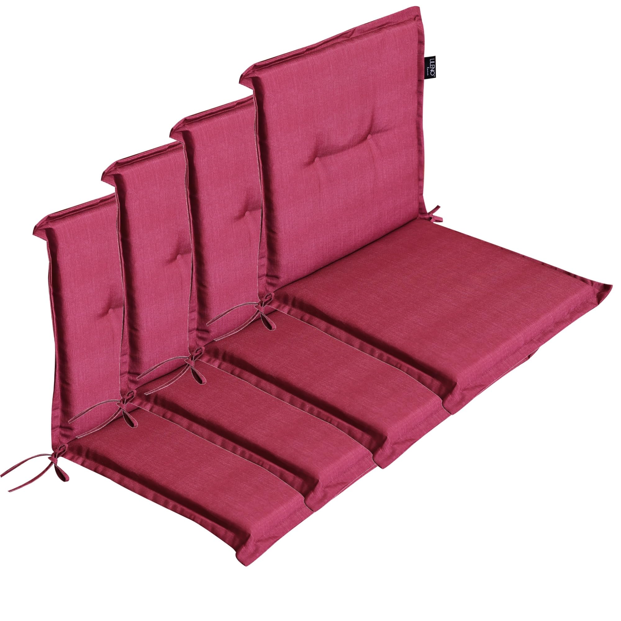 LILENO HOME Garden Chair Cushions in Pink Plain [Set of 4 - Low-Back] - Comfortable Loungers as Seat Cushions for Garden Furniture - Chair Cushions for Garden Chairs and Folding Chairs — image 1