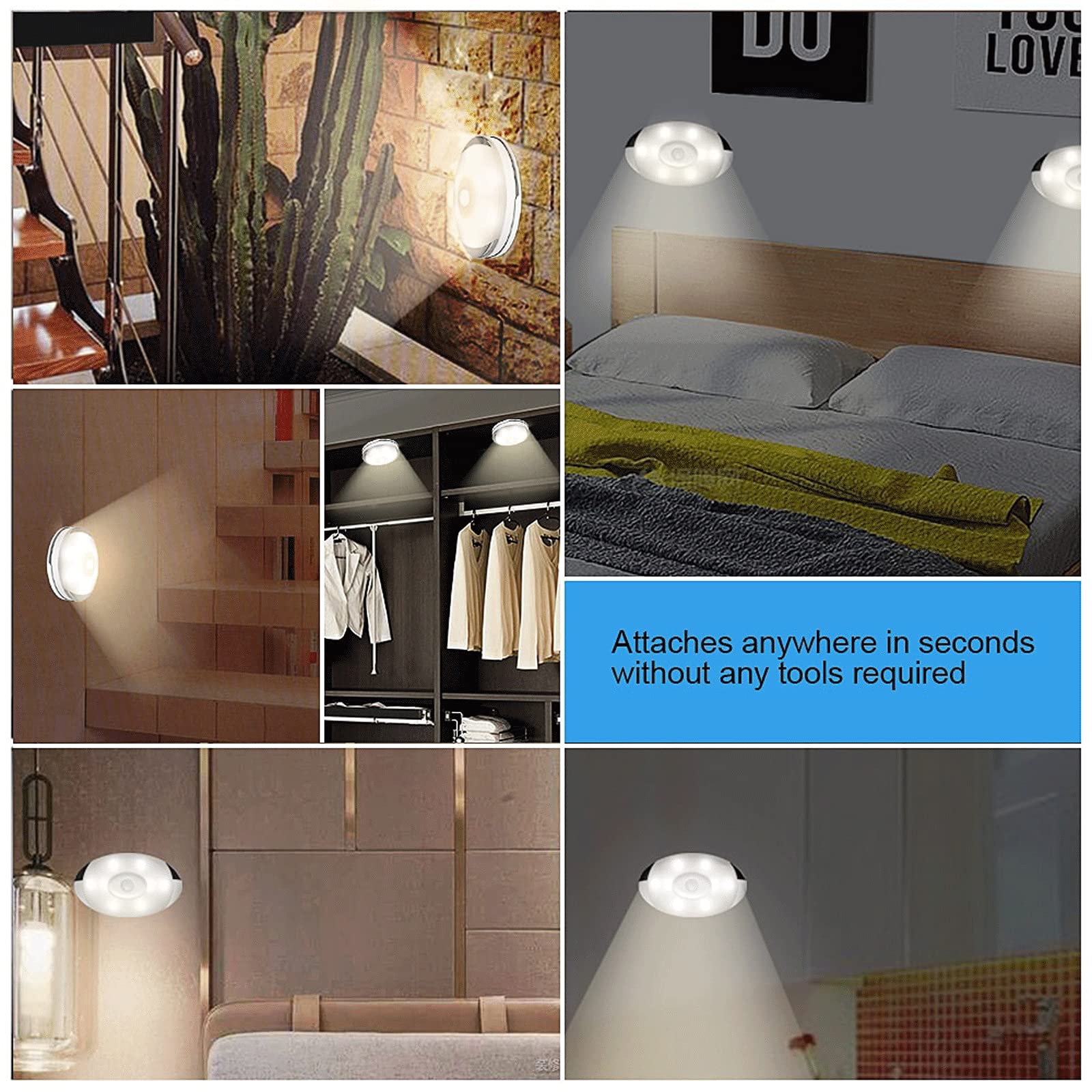 Luz Nocturna 3PCS LED Luces de gabinete Sensor de Movimiento Luces de Noche Blanco Caliente DIRIGIÓ Lámpara Nocturna para el Dormitorio Armario Escaleras Iluminación de la Cocina