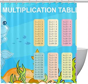 Amazon.com: Multiplication Table Shower Curtain with Hooks : Home & Kitchen