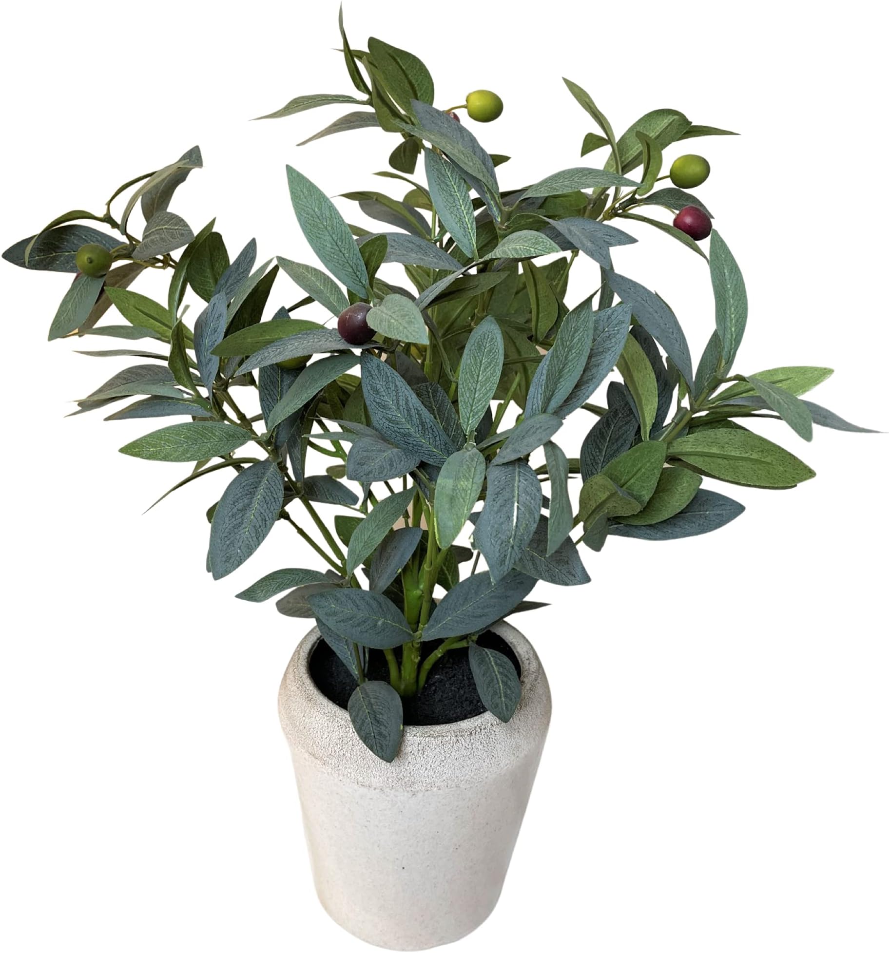 Artificial Olive Leaf in Ceramic Pot 16 Inches - Realistic Fake, Indoor-Outdoor Olive Leaf for Office Desk, Bathroom, Bedroom, Kitchen Table Greenery, Room Décor