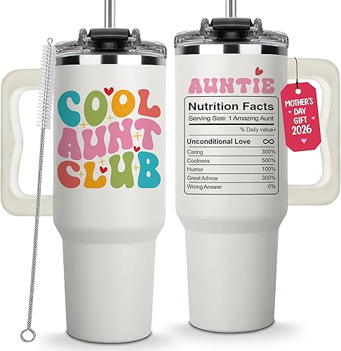 Mothers Day Gifts for Aunt - Cool Aunt Club Coffee Tumbler 40Oz - Mother's Day Gifts For Aunt