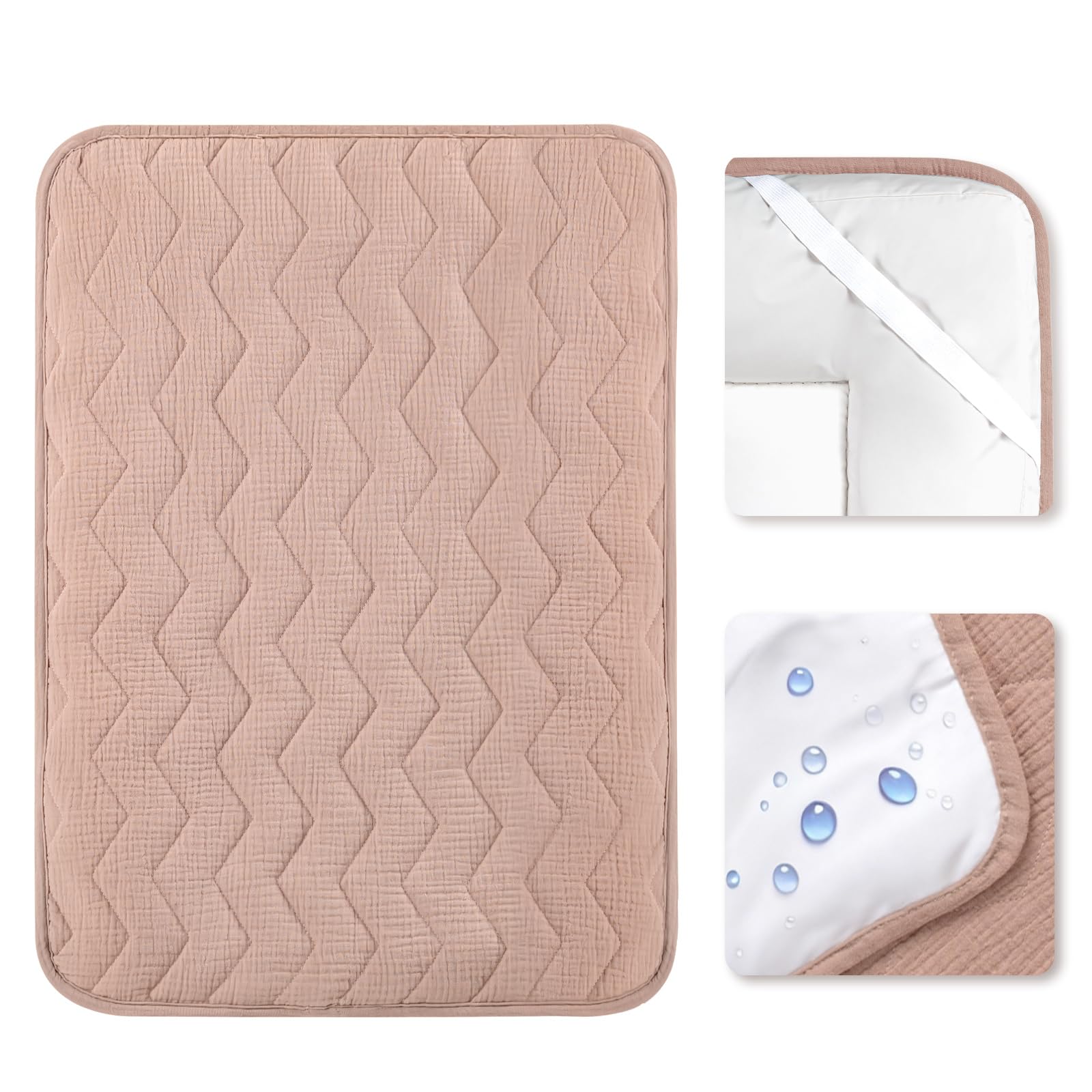 lulumoon Wickelauflagenbezug für Wickelauflage 50x70 cm: Musselin Baumwolle mit hoher Saugfähigkeit – Auslaufsichere Wasserdicht Rückseite – waschbarer Wickelauflage für Baby