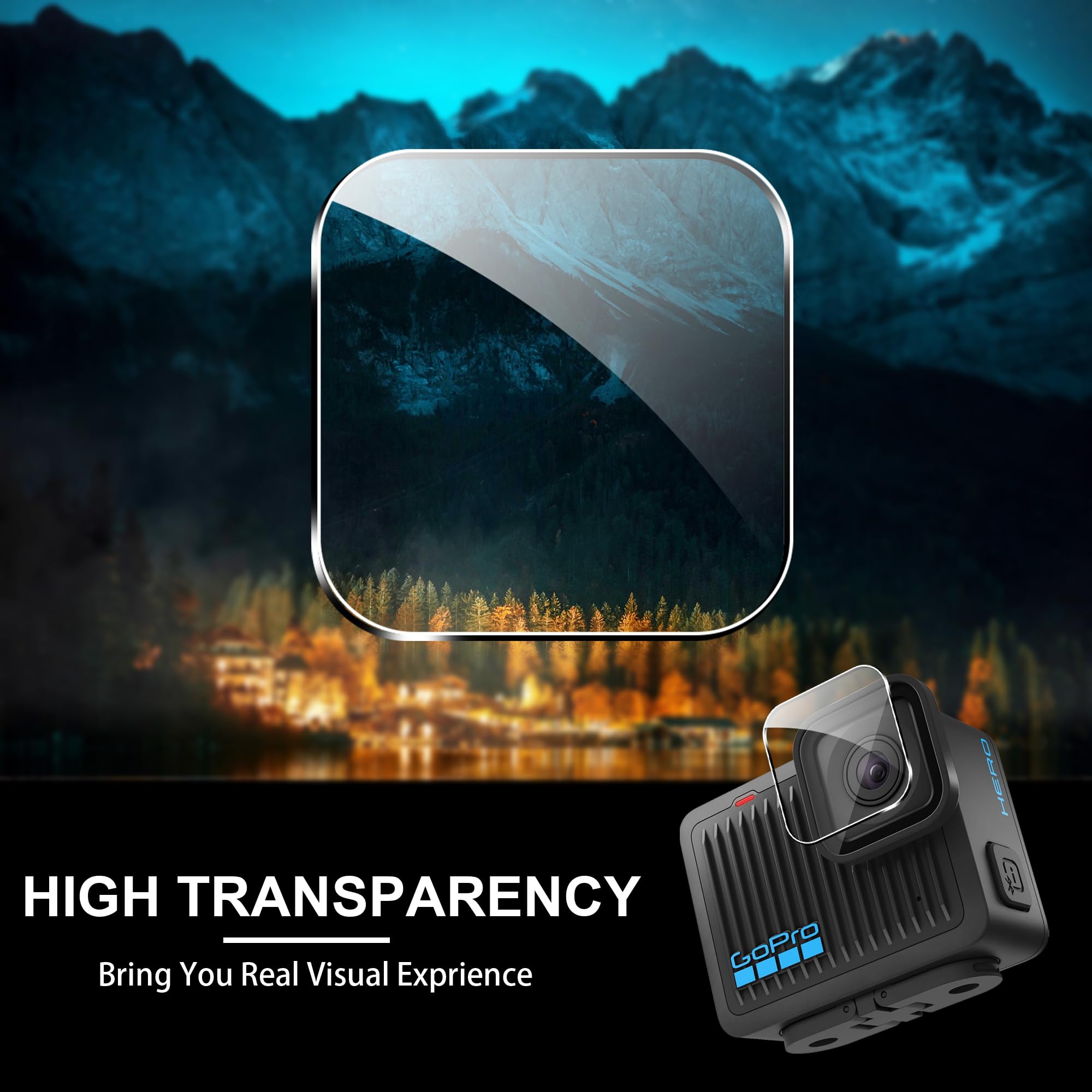 per abito accessori GoPro Hero 2024, custodia in silicone + protezione schermo + copertura laterale, antipolvere, antigoccia, HD - Nero.