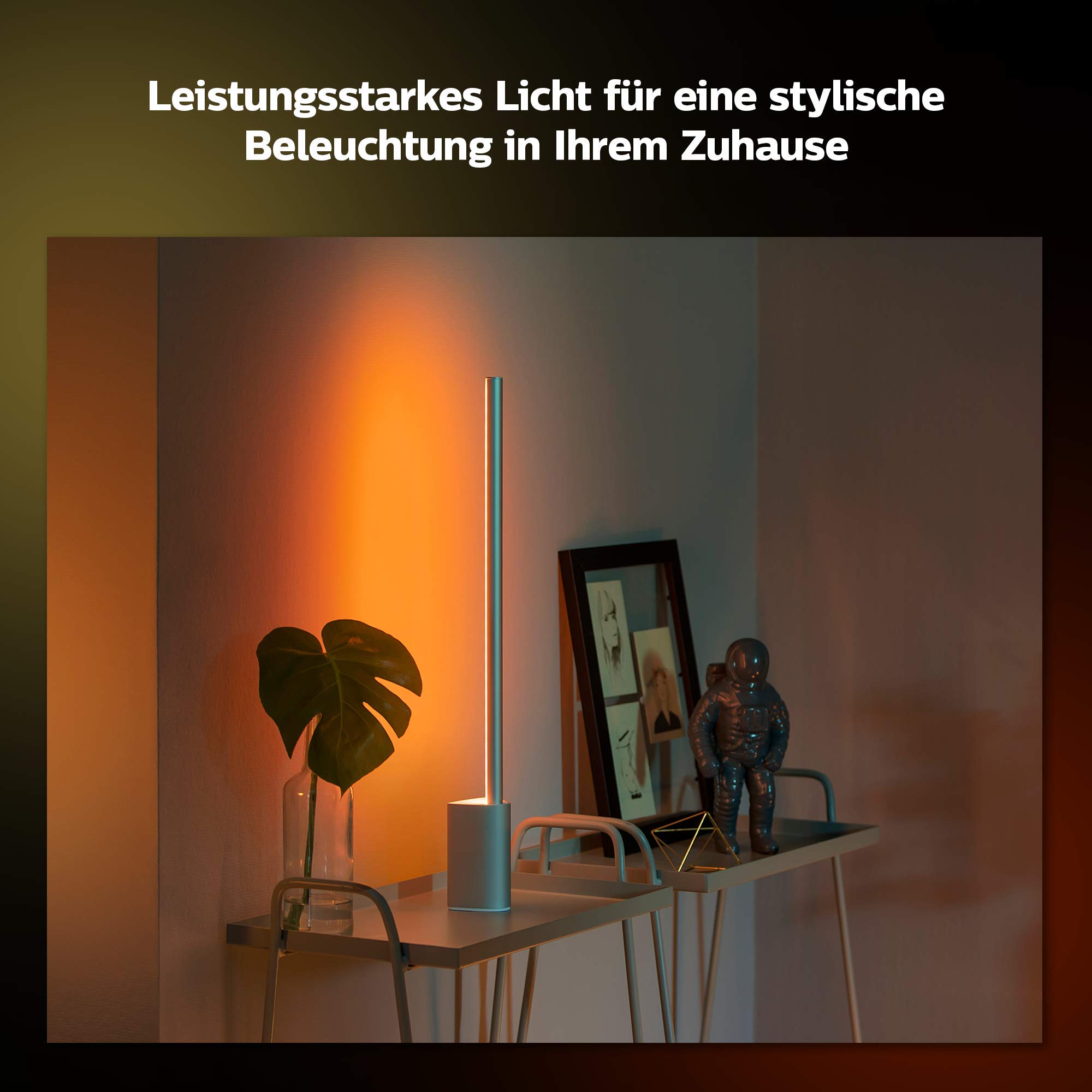 Philips Hue White & Color Ambiance Signe LED Tischleuchte (1.040 lm), dimmbare Tischlampe für das Hue Lichtsystem mit 16 Mio. Farben, smarte Lichtsteuerung über Sprache und App, silber