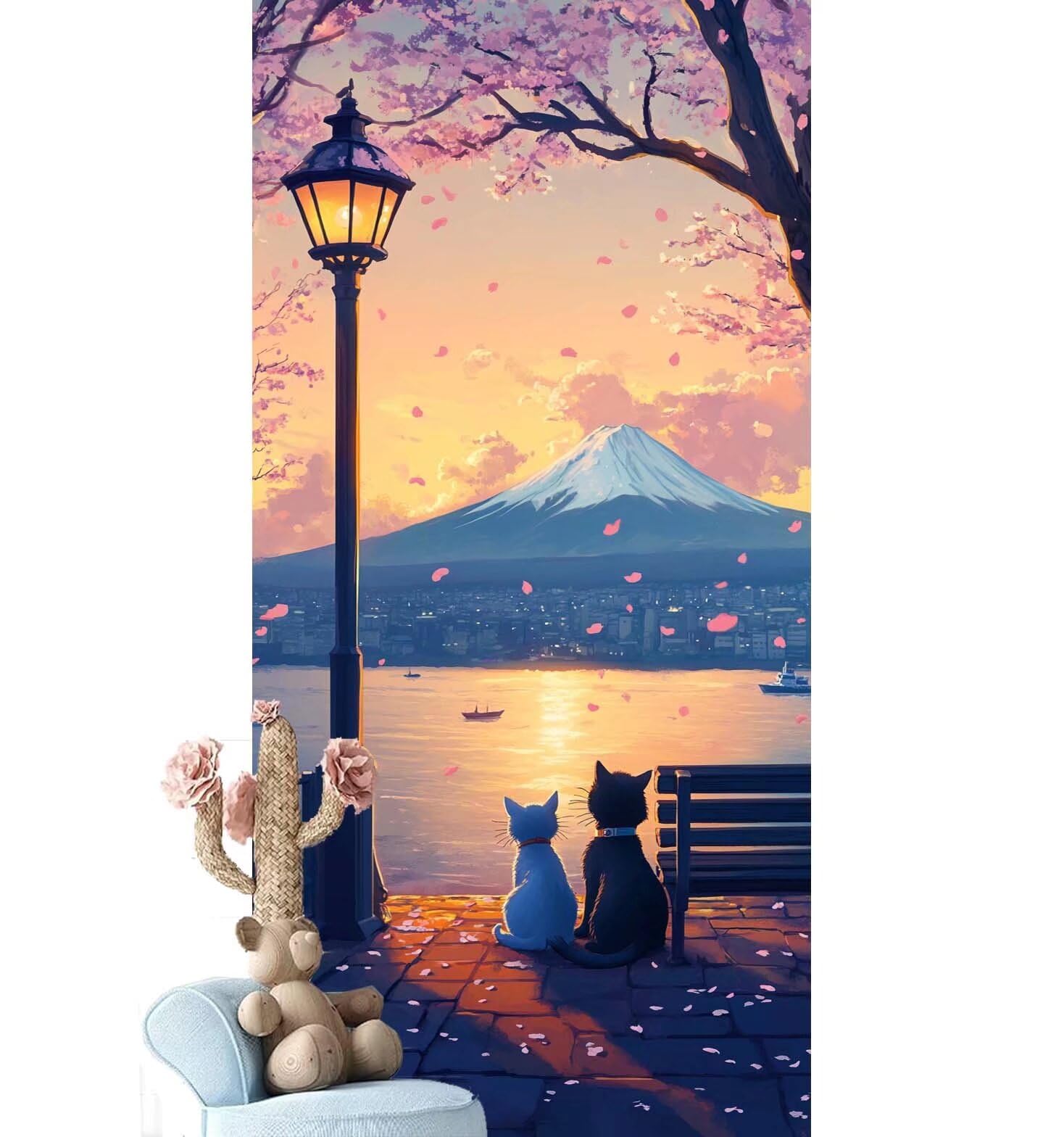 Dipingere con i Numeri per Adulti Bambini, Paint by Numbers con Pennelli Pittura a Pigmento Acrilico, Fai Da Te con Kit, Decora la casa Regalo (Senza Cornice)- Giappone,Paesaggio 50x125cm V-809