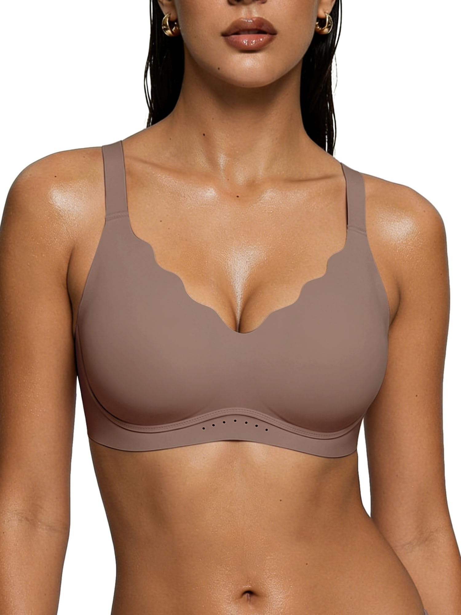 As Fairy Wireless Bras for Women Jelly Push Up Scalloped T-Shirt Bra