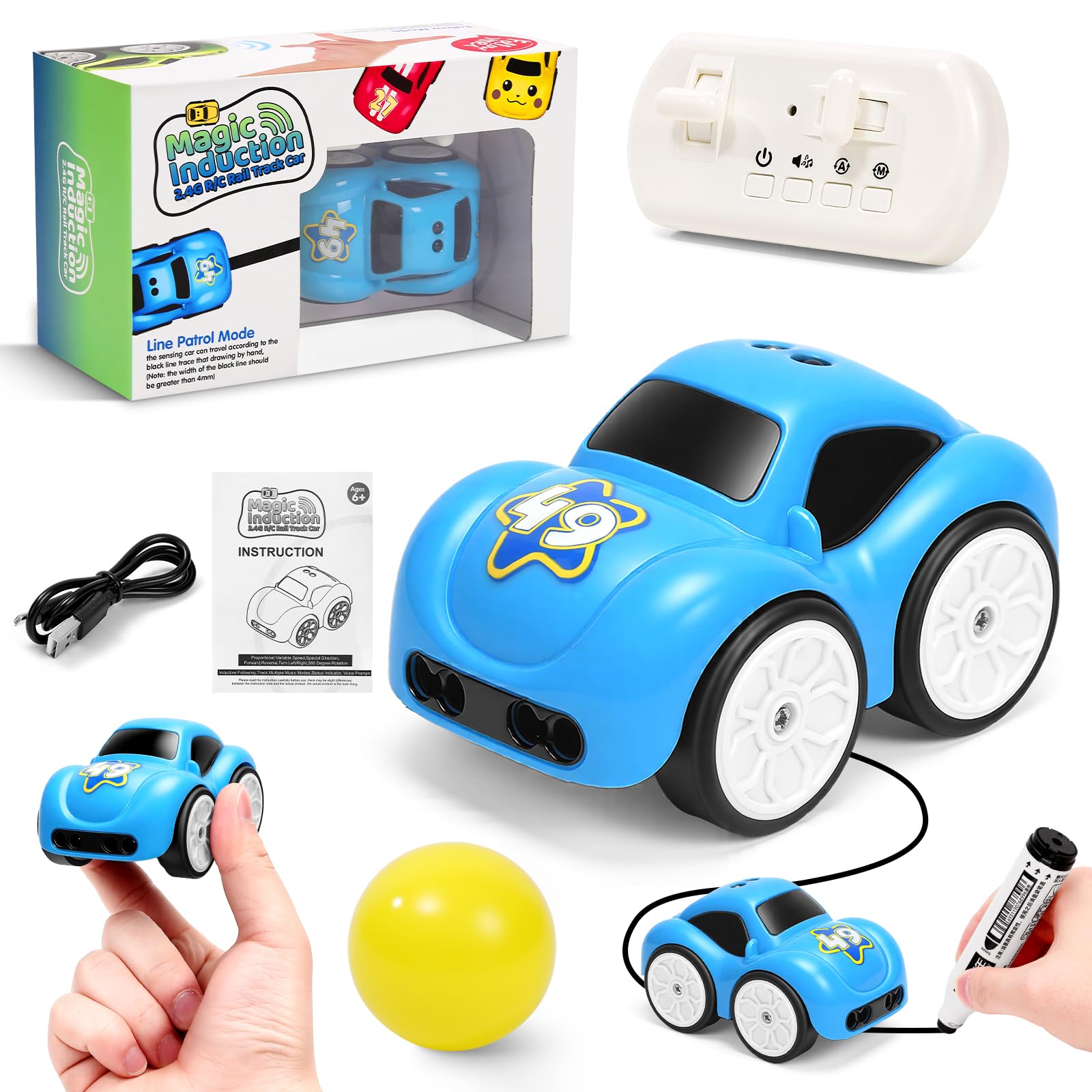 Automatic Line Following Car, 2.4Ghz Smart Sensor Super Mini Cars, Gestures Inductive Car That Follows Drawn Line, Smart Automatic Avoidance Desktop Vehicle-image-23
