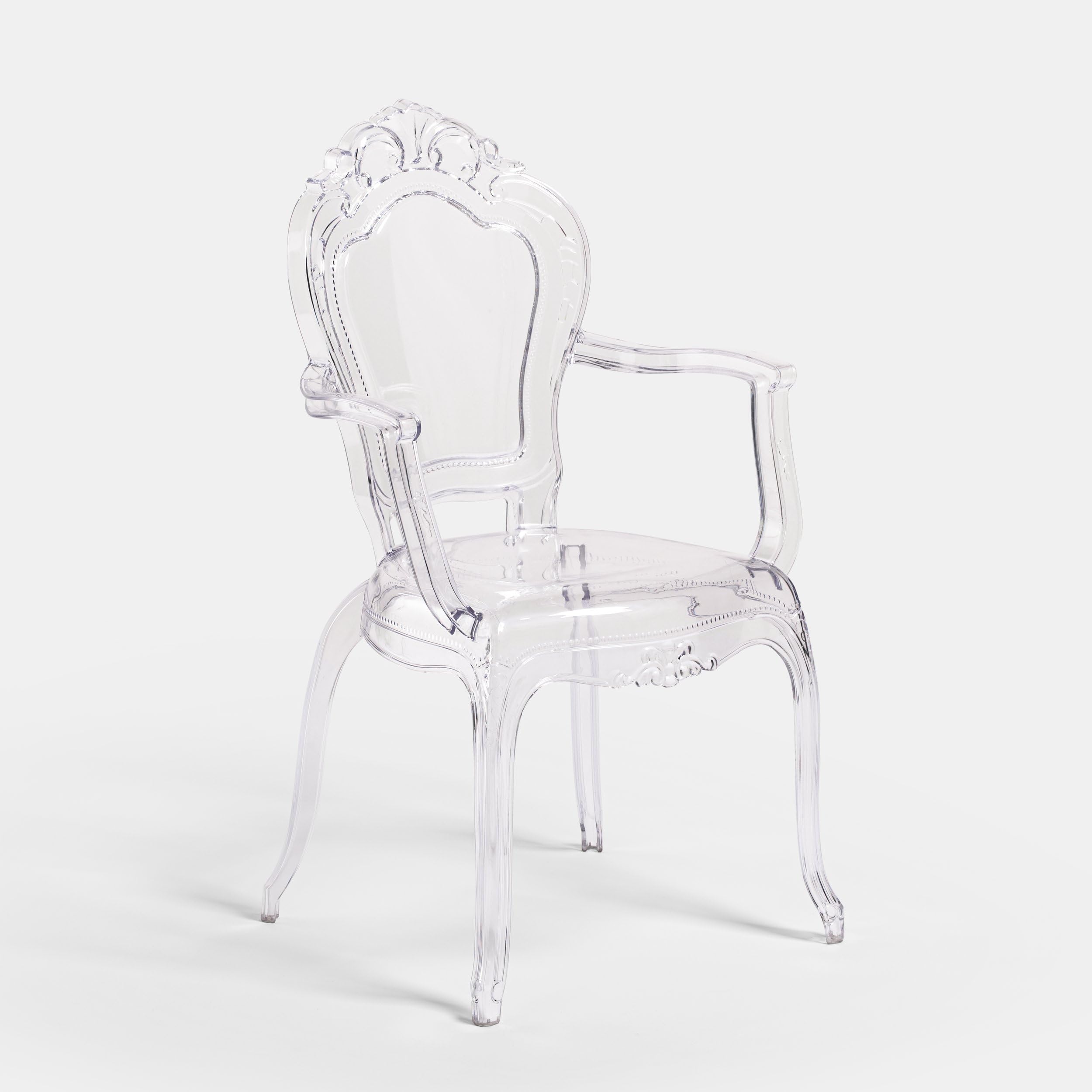 Biscottini Stühle aus transparentem Polycarbonat – Küchenstuhl Wohnzimmer 53 x 49 x 97,5 cm – Barock-Stühle Esszimmer Schlafzimmer – Sessel aus Kunststoff für den Außenbereich, modern, Hochzeit