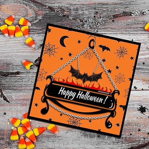 Miniatura 10 de Troqueles de corte de fondo de palabras de Halloween de metal, muere tela de araña, bruja, dinosaurio, sirena, troquelado, plantillas en relieve,