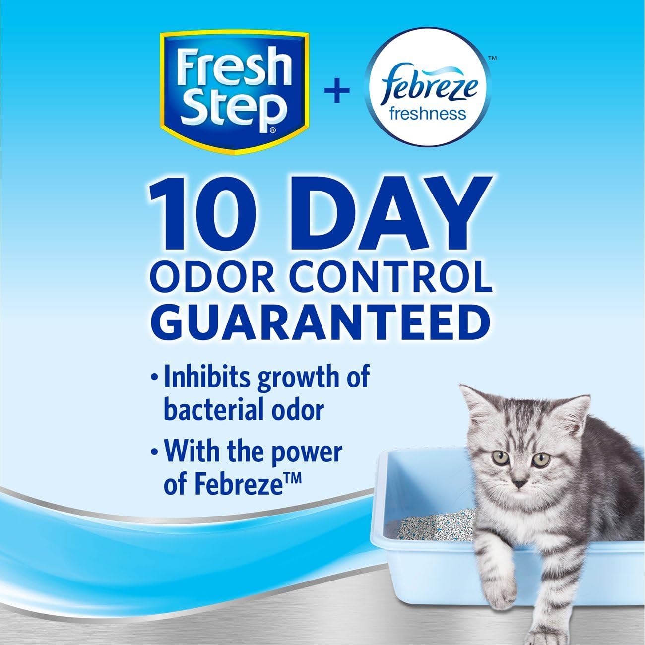 Fresh Step Odor Shield Clumping Litter With Febreze Freshness, Continuous Cat Litter Odor Eliminator, 25 lb. Box