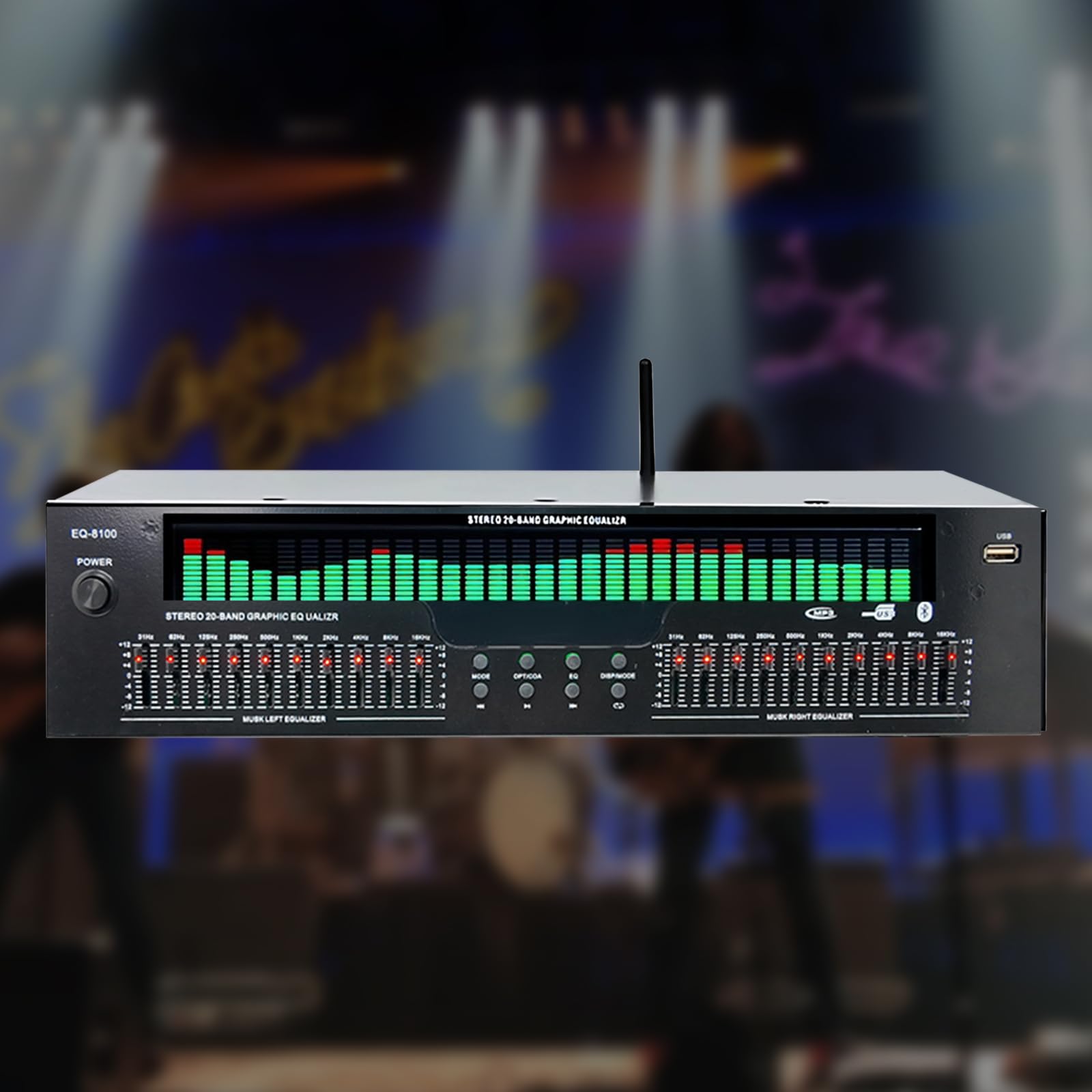 Ecualizador Digital 31 Bandas, Visualizador de Audio con Pantalla LED de Espectro, Ecualizador Gráfico Profesional con 31 Canales Dinámicos, Doble Control Sonido Independiente de 10 Bandas, Procesador