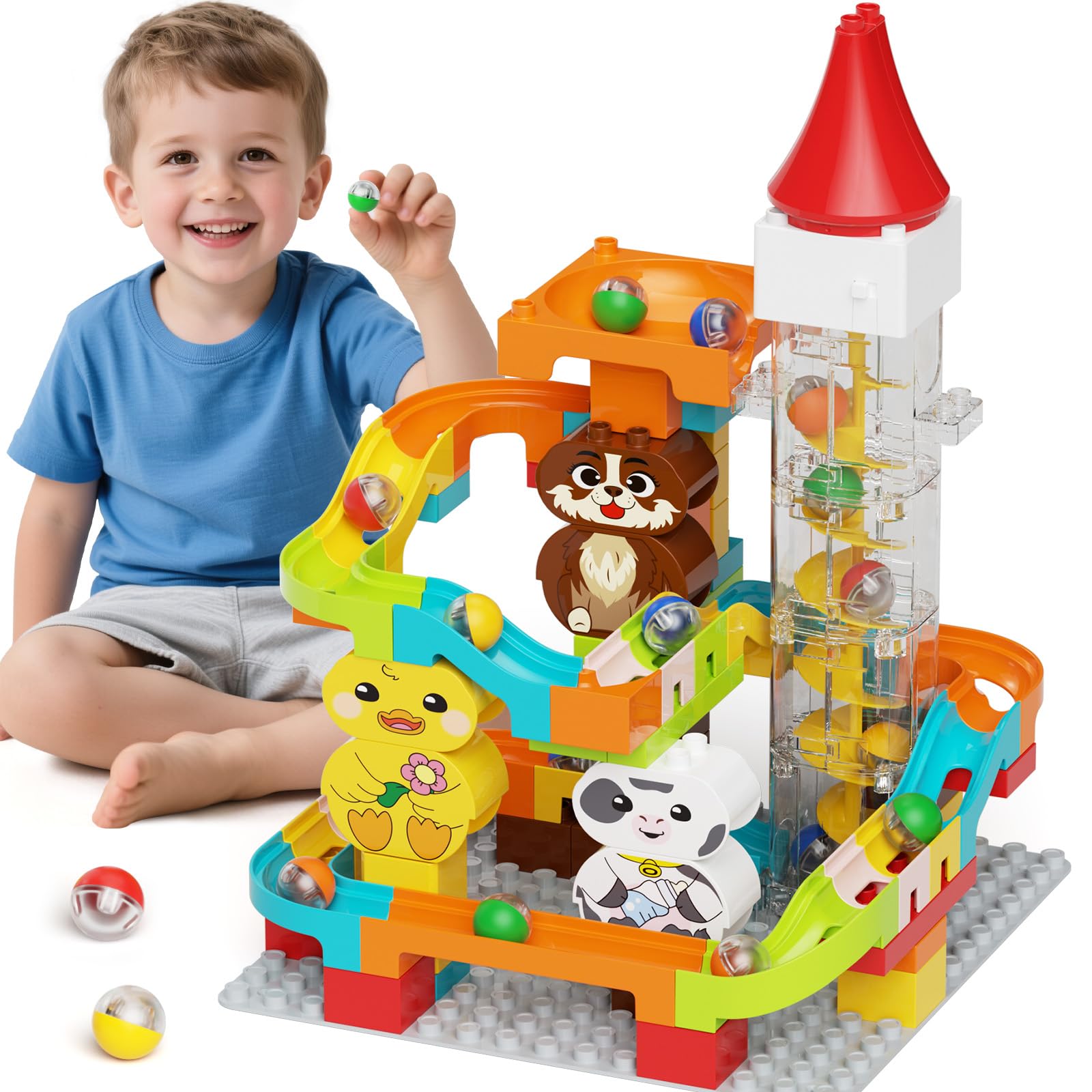 Pista di marmotta giocattolo con ascensore motorizzato - Kit di costruzione Perpetuum mobile STEM per bambini