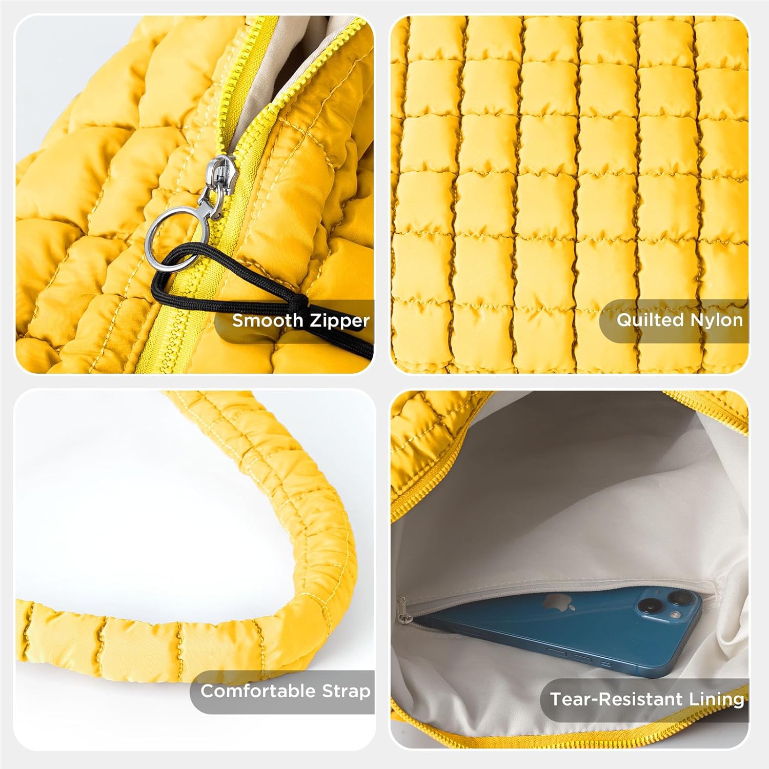 Puffer Tote Bag for Women Large Quilted Tote Bag Quilted Carryall Bag Soft Puffy Crossbody Bag Hobo Handbags Puff Purse - Image 7