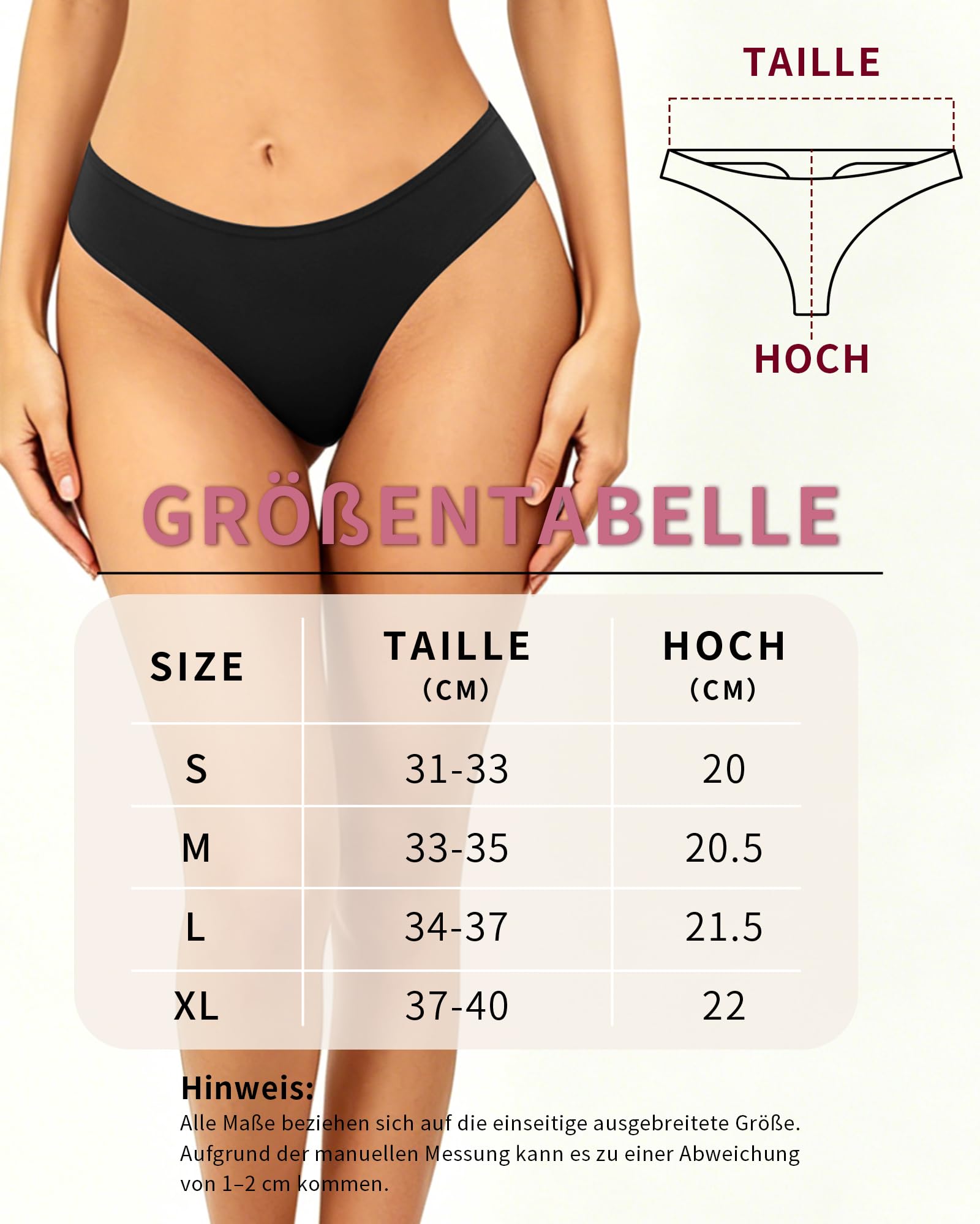Desanlapi String Tanga Damen Baumwolle Slips Unterwäsche Frauen Unterhosen Thong Panties 6er Pack Women Underwear Baumwoll Atmungsaktiv Weich Bequem Sexy S - XL