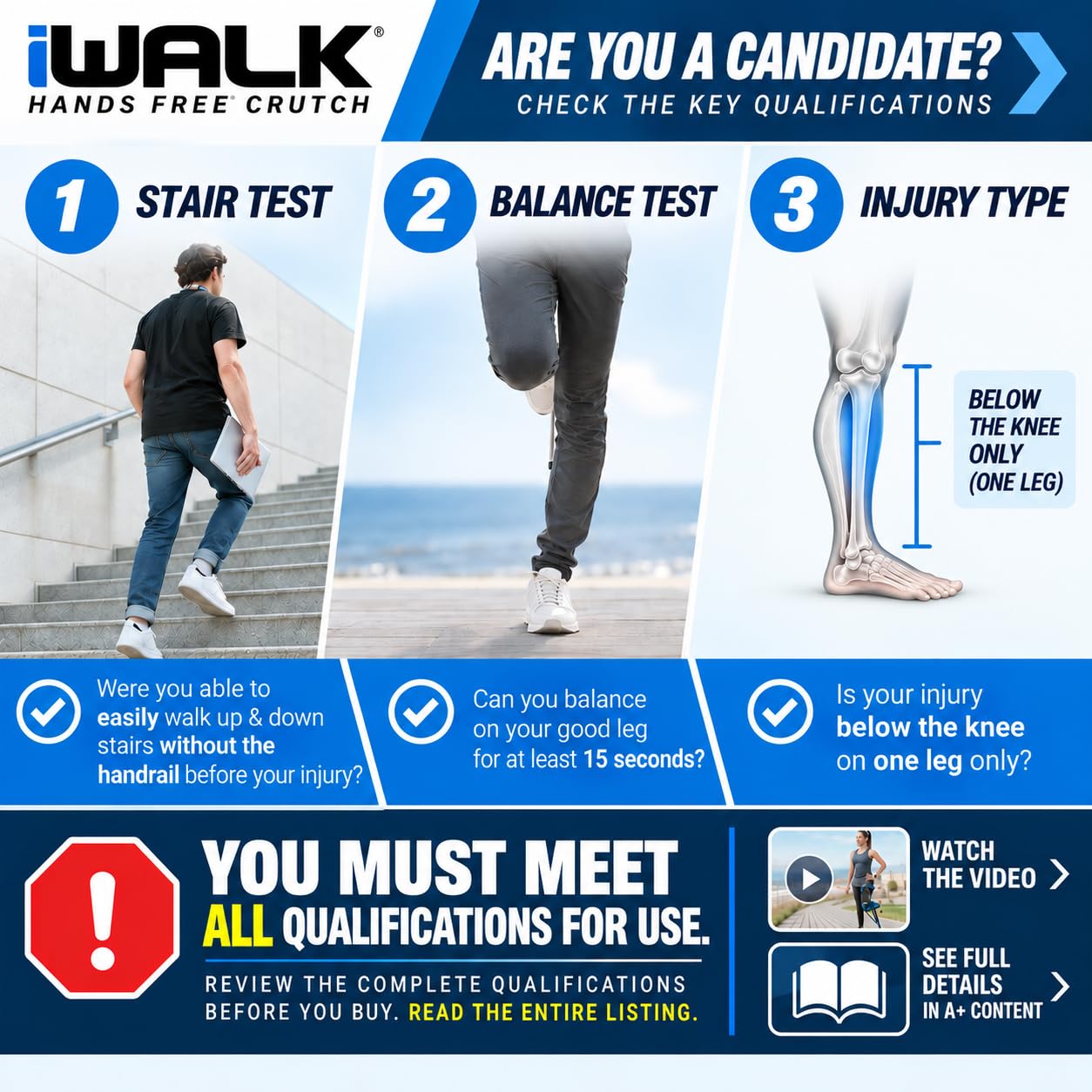 iWALK3.0 Original Hands Free Knee Crutch-Replaces Knee Scooter & Crutches — Amazon image 2