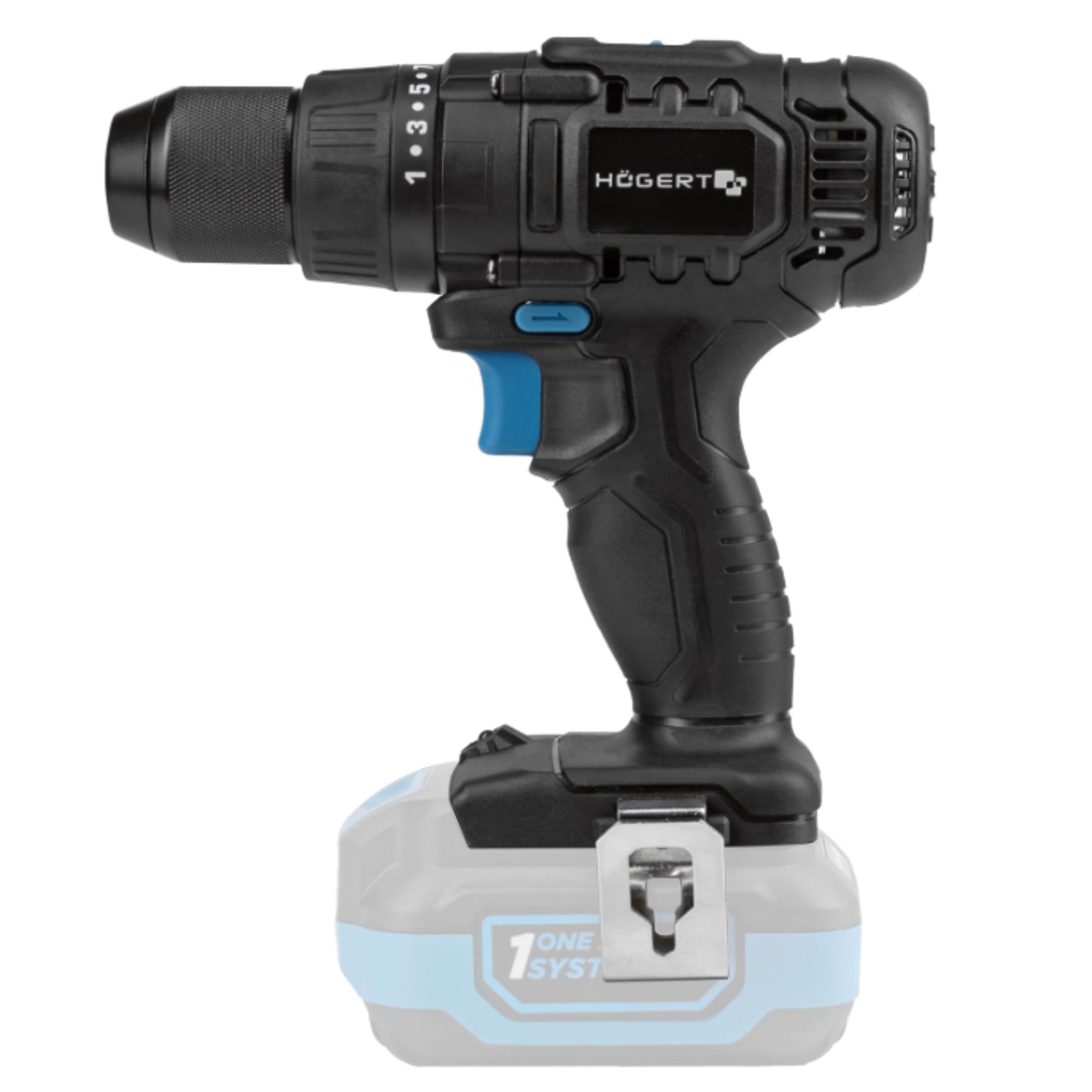 HÖGERT TECHNIK Perceuse-visseuse sans fil 18V, couple 50 Nm, mandrin Auto-Lock 13 mm, 21+1 réglages de couple, 2 vitesses, éclairage LED, engrenage métallique, sans batterie
