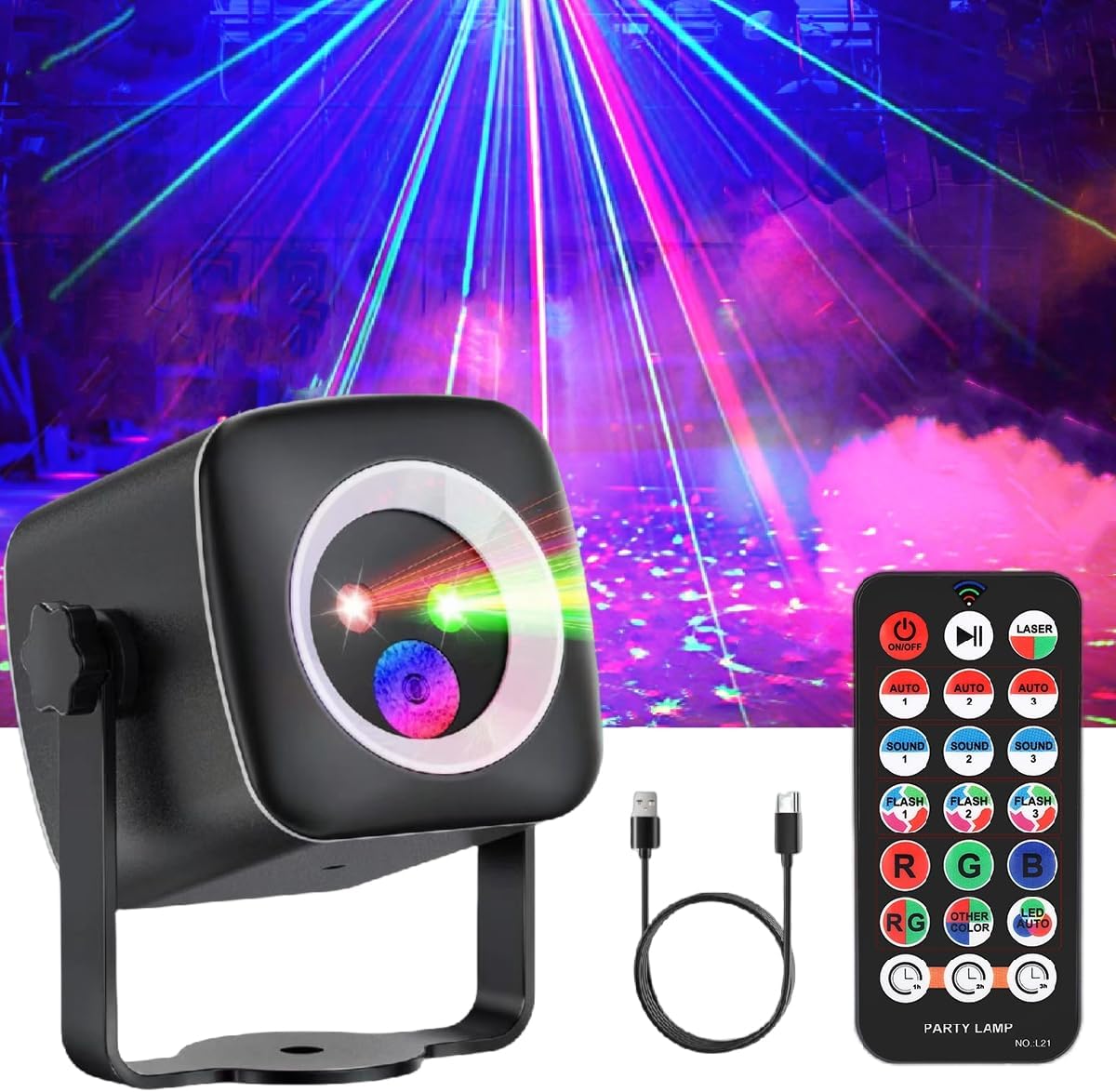 Party Lights DJ Disco Lights for Parties Strobe Dance Floor Rave Light Show Projector Sound Activated Stage Lights for Indoor Outdoor Christmas Halloween Karaoke Bar Birthday Home Room Holiday Decor