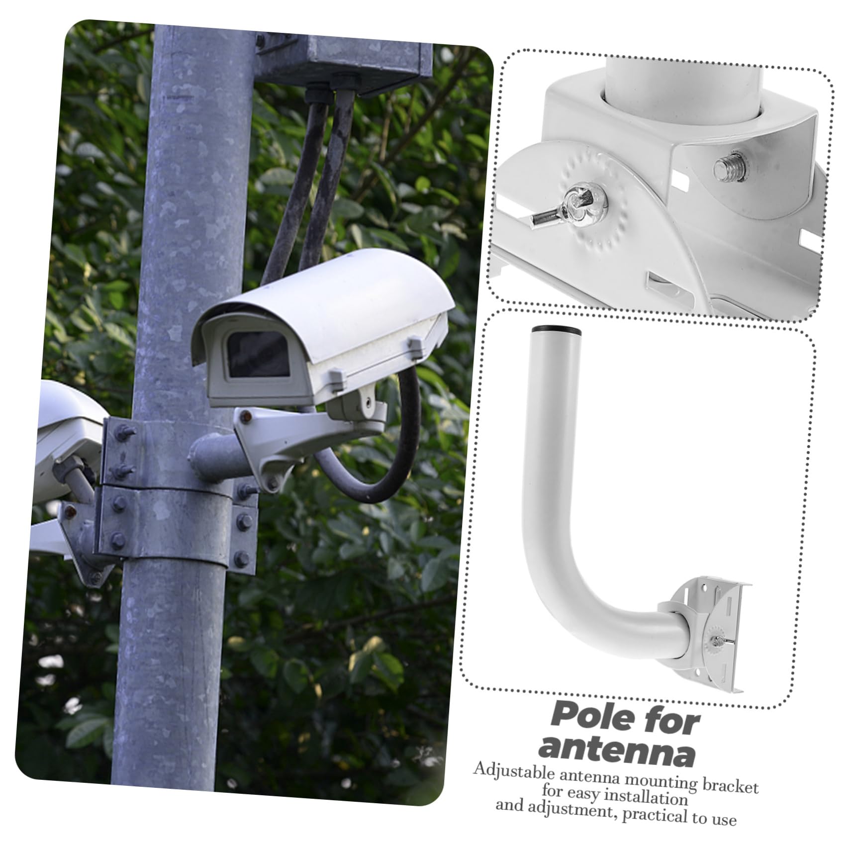 Soporte de Montaje Ajustable Instalación Práctica para Antena Wifi Exterior, Hecho de Hierro Blanco Pieza para Postes y Montajes de Señal
