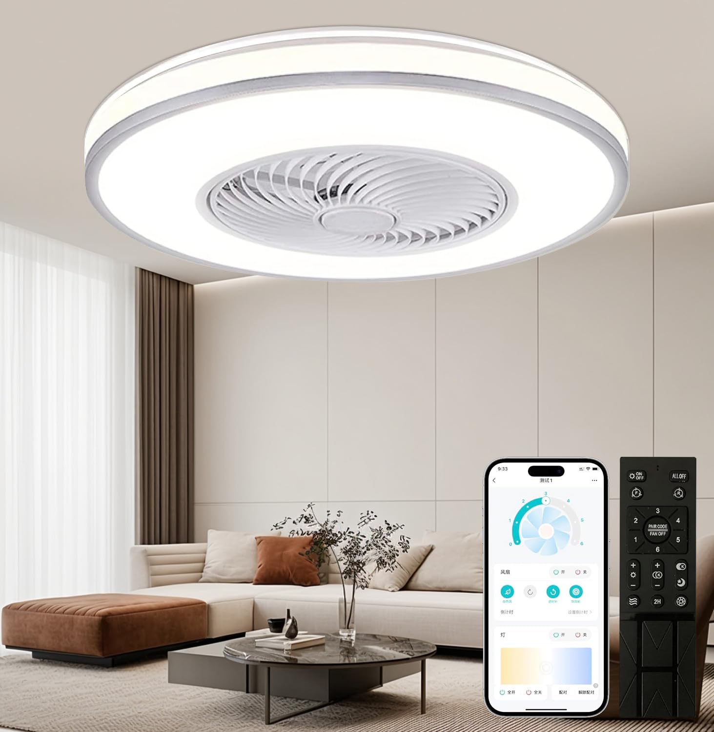 Amazon.co.jp : XINGMU LED シーリングファンライト 屋内用天井扇風機