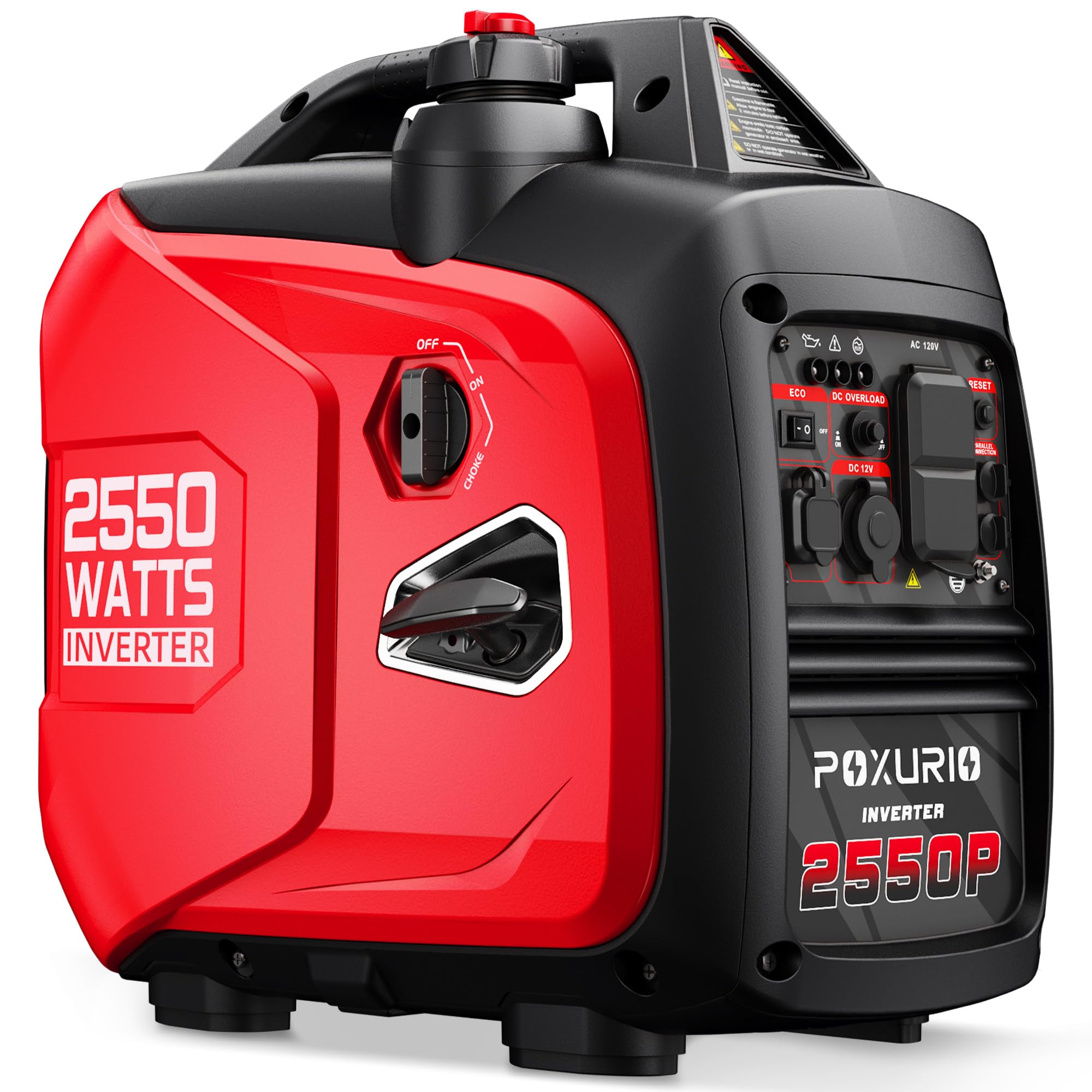 2550-Watt Portable Inverter Generator for Home Use, 1.06Gallon Large Fuel Tank Up to 10 Hours Use, 120V Gas Powered Generator Super Quiet - EPA Compliant-Red