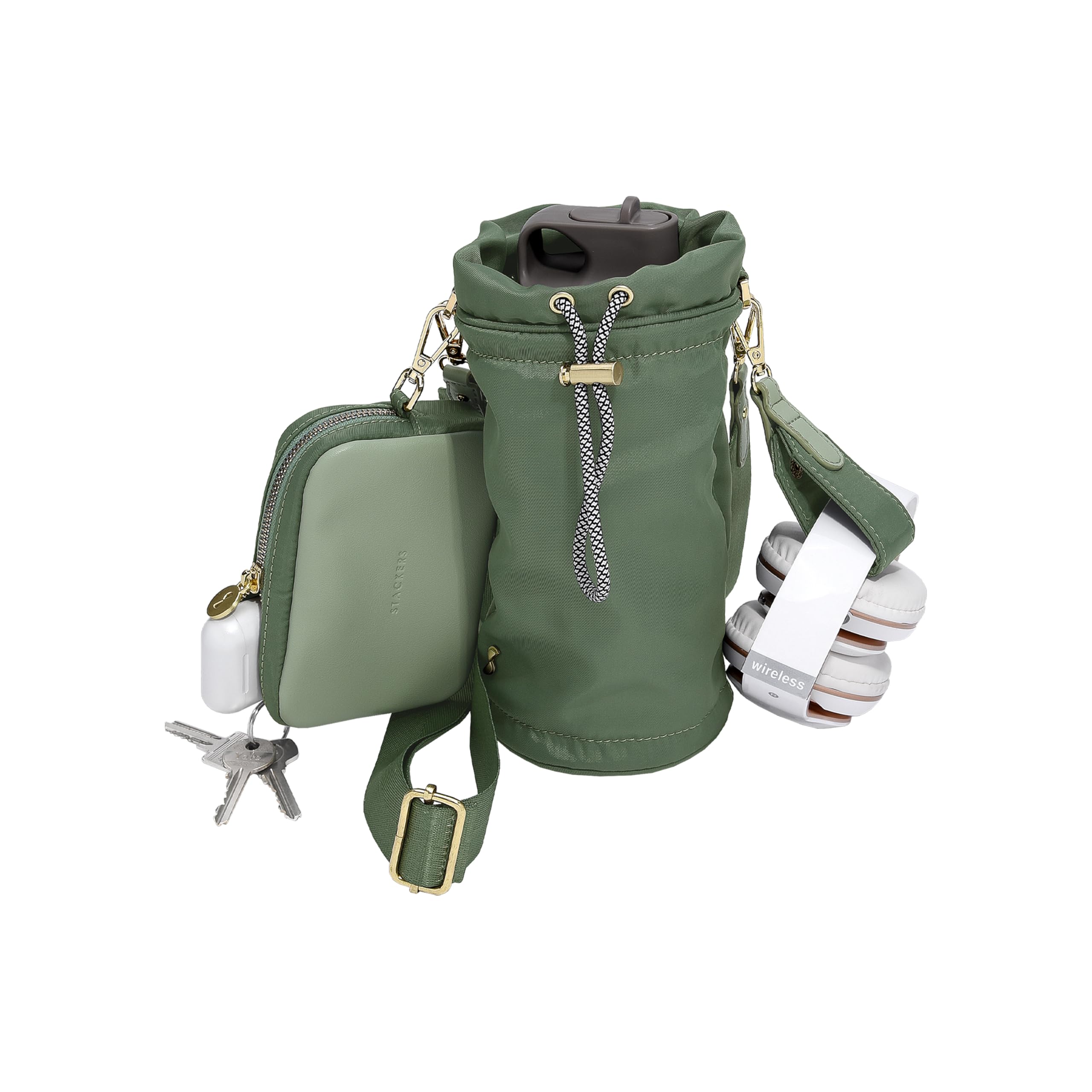 Bolsa de nailon reciclado para botellas Stackers verde: transporte cómodo 2