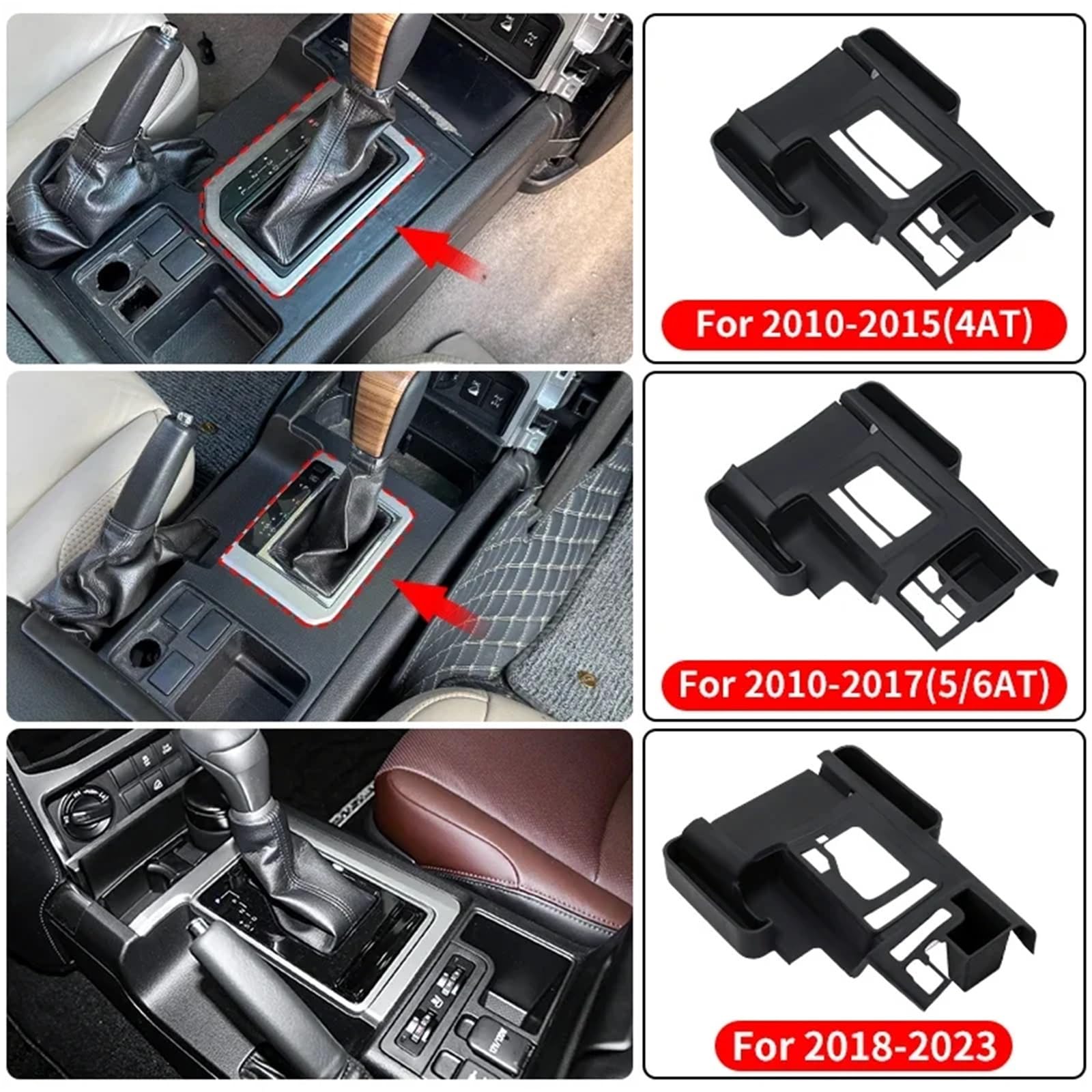Apoyabrazos para coche Funda protectora de silicona para consola central, compatible con Toyota Prado 150 LC150 2010-2023.(2010-2017 4AT Black)