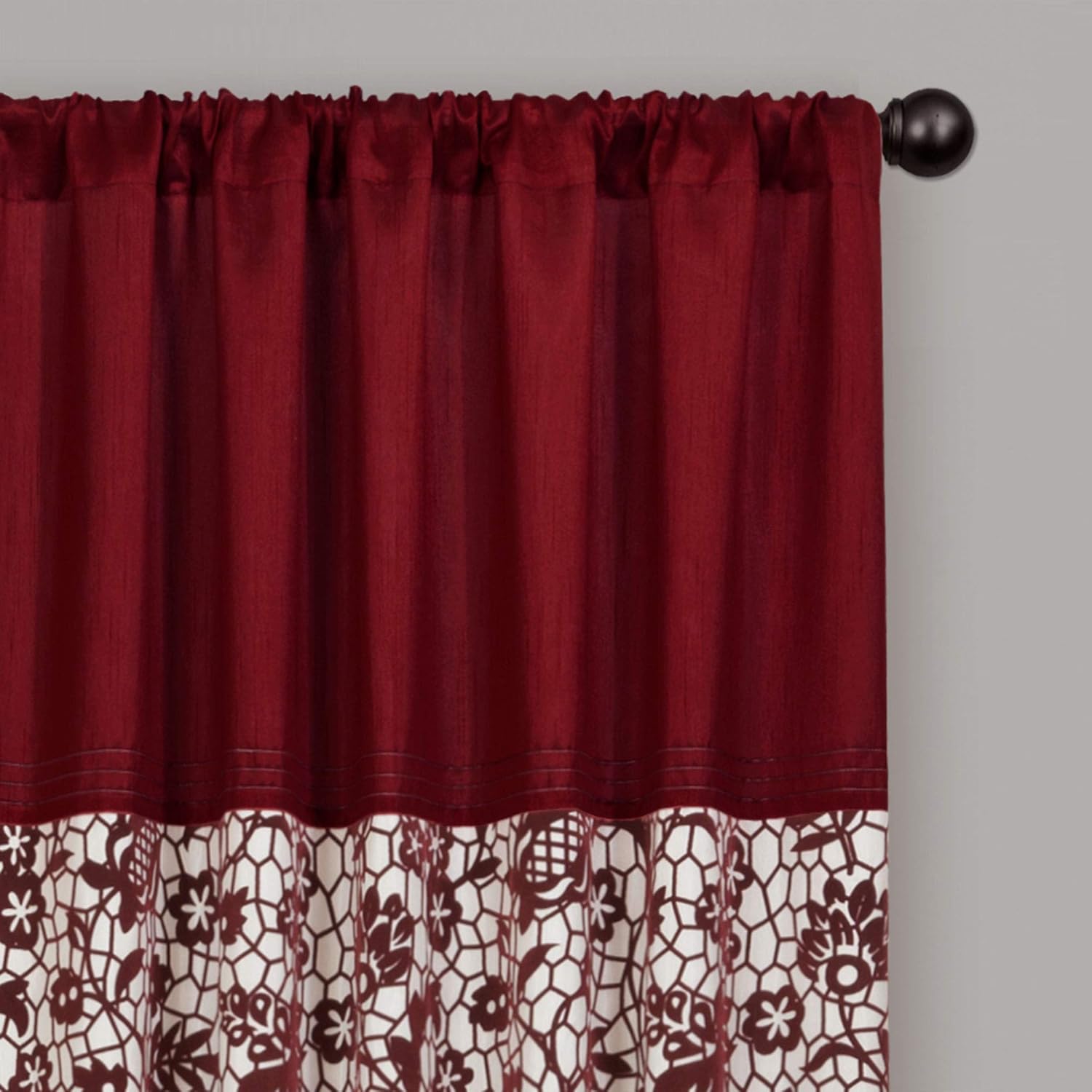 Lush Decor Estate Garden Valance, Red (Pack of 4)