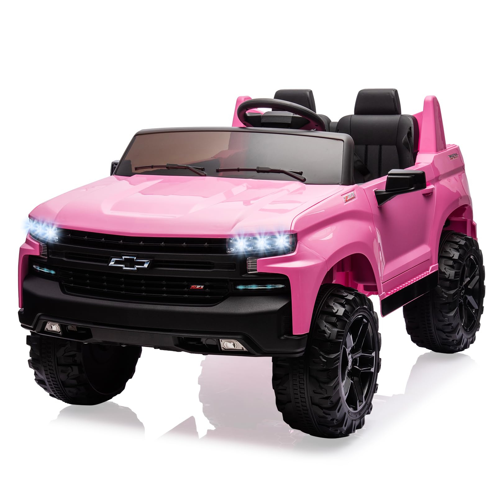Photo 1 of 2-Seater Kids Ride On Car 24V, Licensed Chevrolet Silverado Electric Truck w/Parent Remote, Spring Suspension & Wireless Music, Outdoor Toy Vehicle for Ages 3-8
