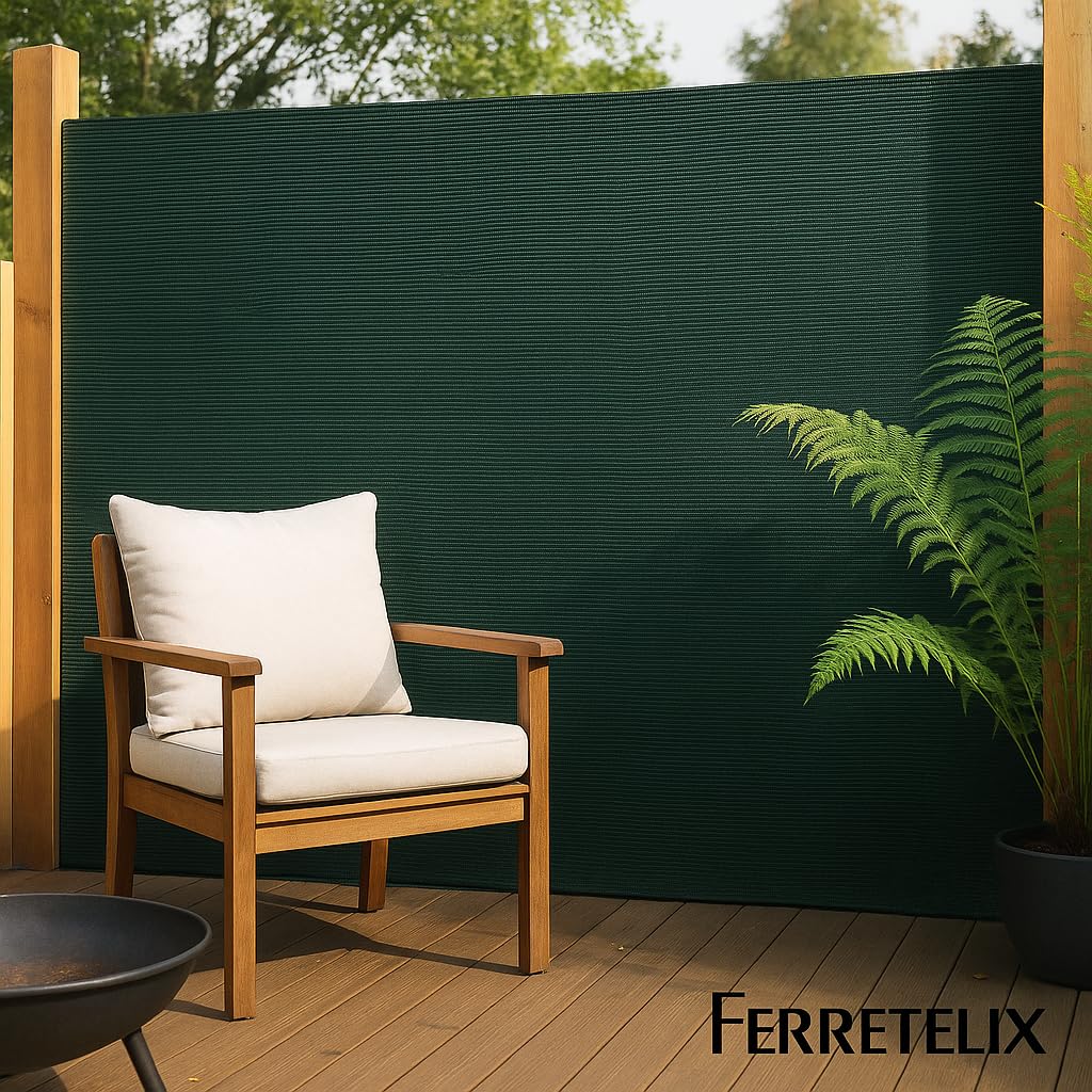 Ferretelix® Malla de Ocultación para Jardín Color Verde Oscuro 1,5 MT X 20 MT | Cobertura 95% Sombreado | Ideal para Vallas, Terrazas, Balcones y Espacios Exteriores