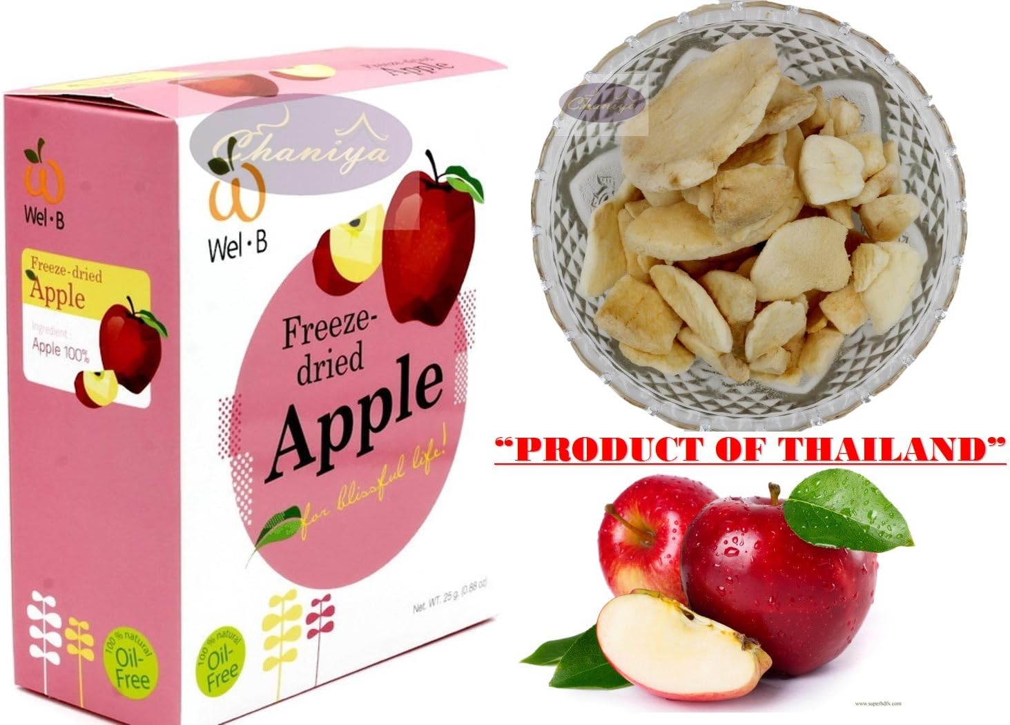 Freeze Dried Fruits Crispy Apple Sweet and Sour Healthy Snack 100% All Natural Oil-Free 25 g. (0.88 Oz)